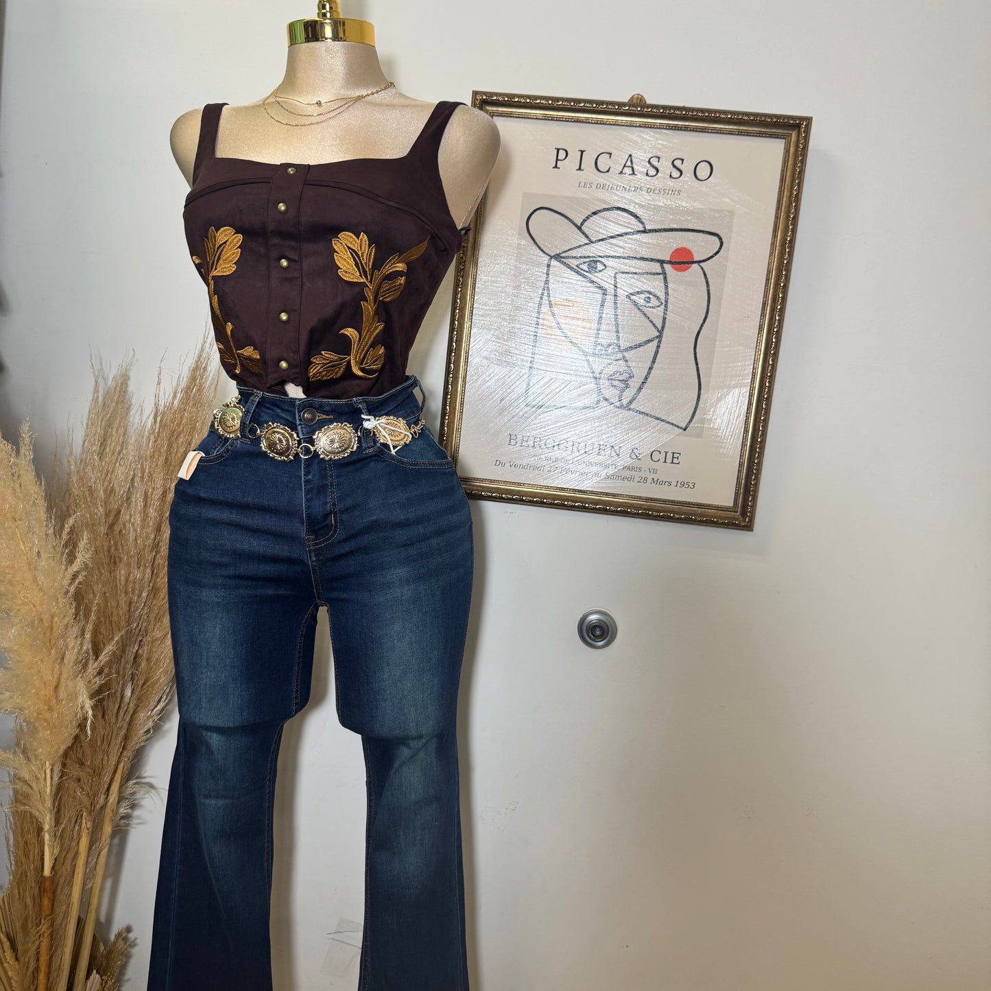 Western corset Top- Brown