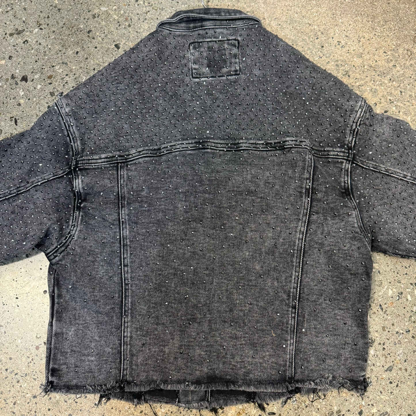 Rhinestone Denim Jacket -Black Wash