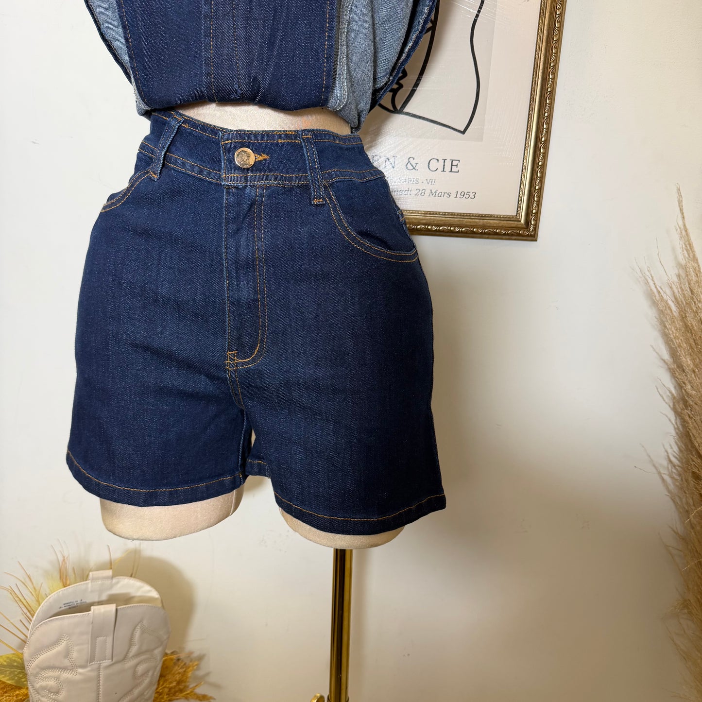 Diana Short Sleeve Denim Set-Blue