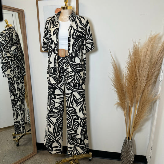 Cancun Pant Two piece Set-Black/White