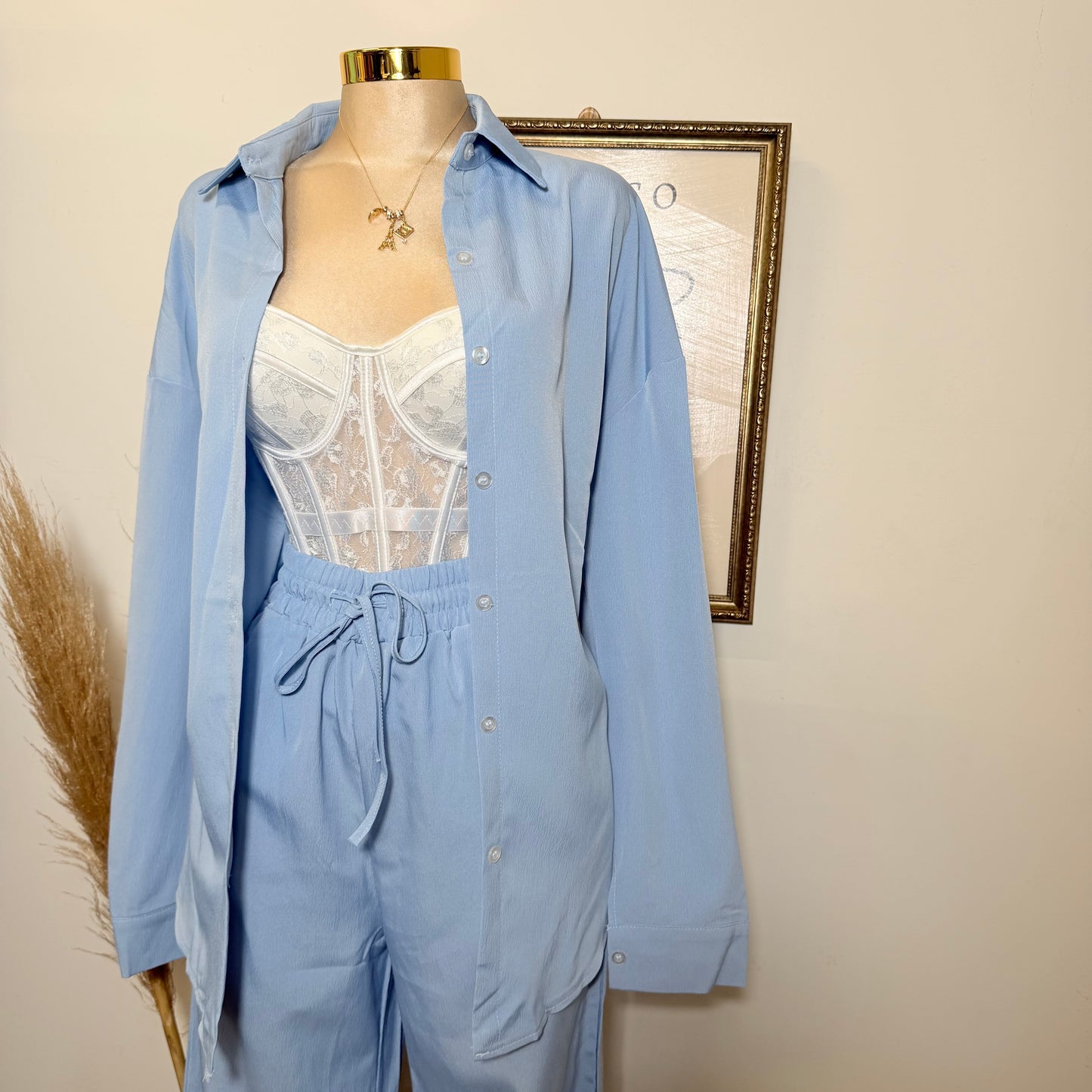Long Sleeve Pant Set-Baby Blue