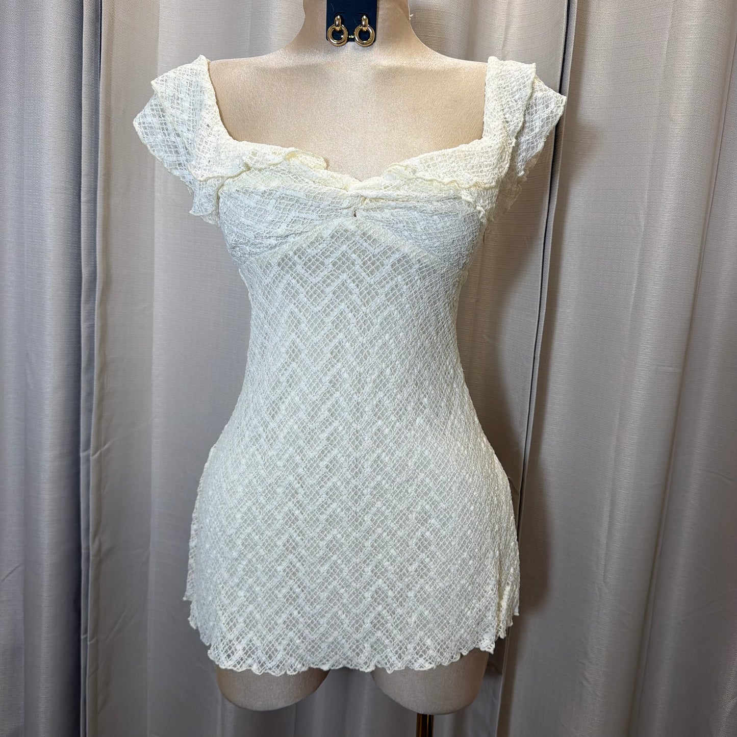 Off shoulder Mini Dress-Ivory