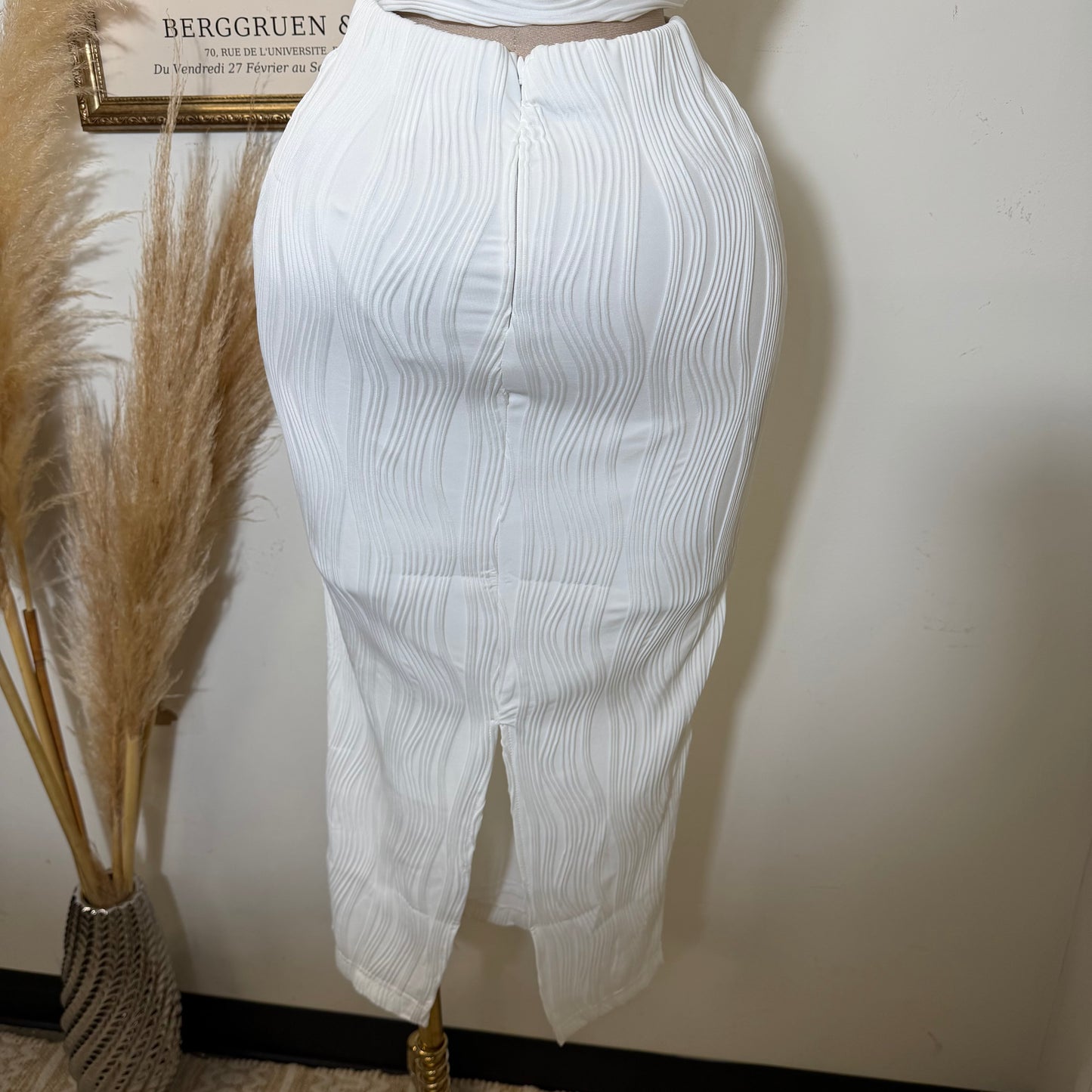 Halter Neck and Midi Skirt Set-White