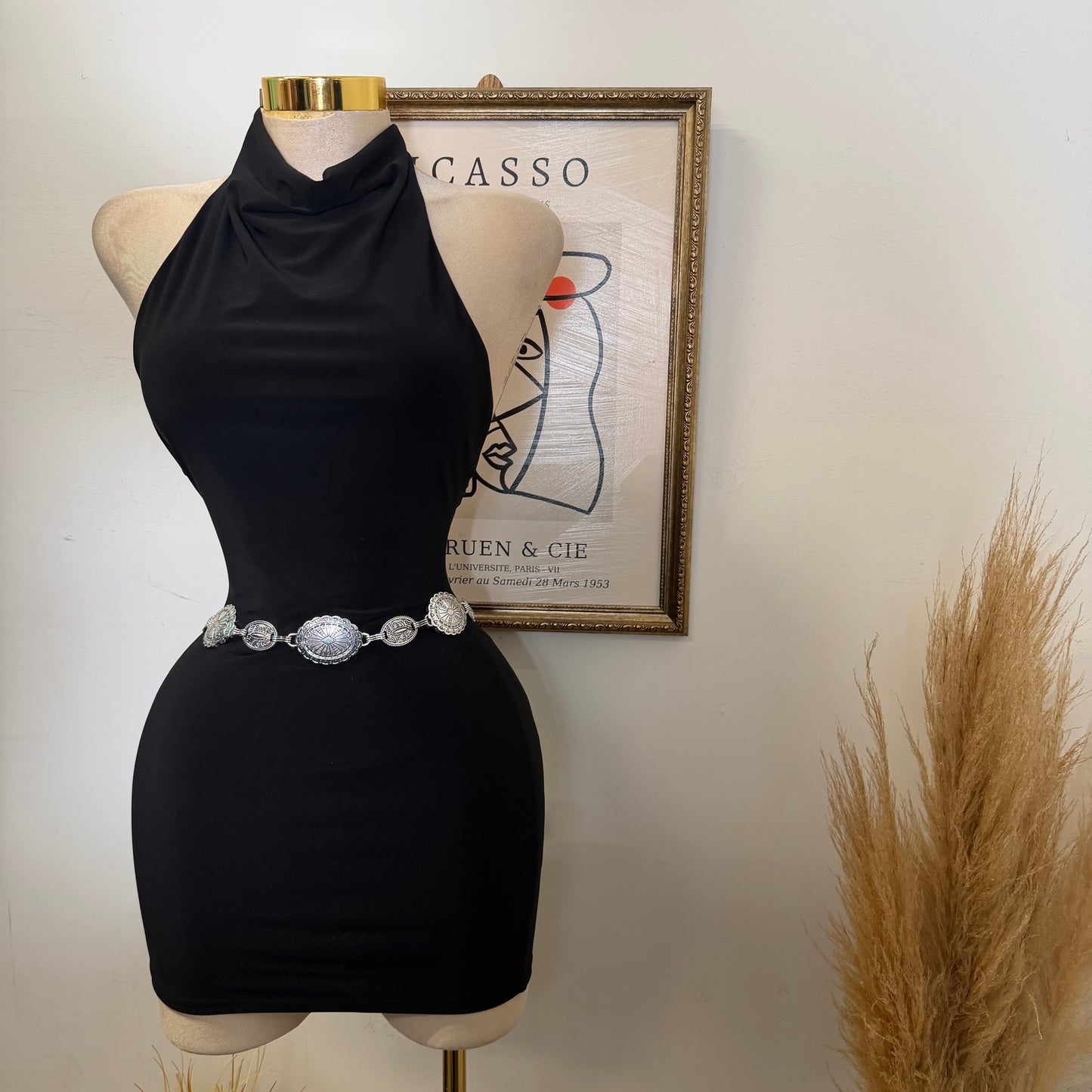 Sleeveless Halter Cowl Neckline Mini Dress-Black