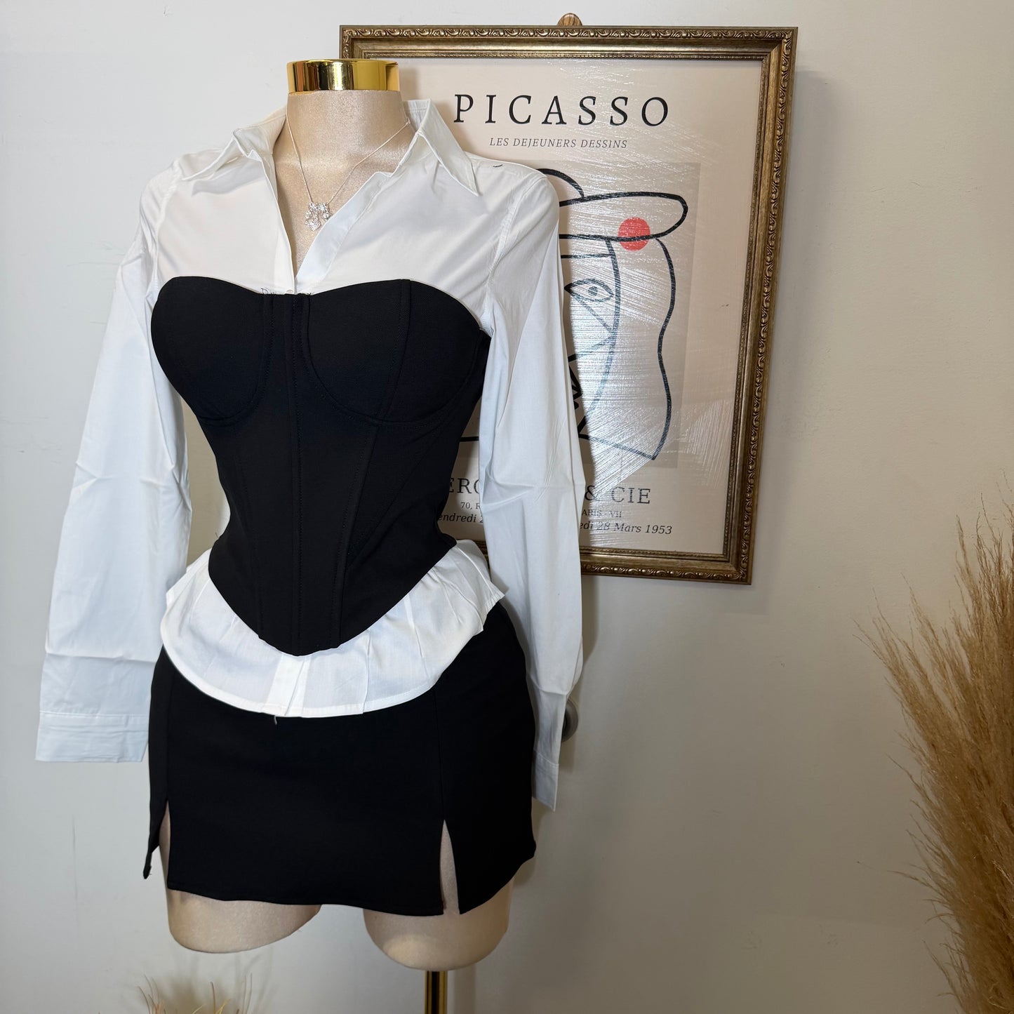 Long Sleeve Fitted Shirt-White