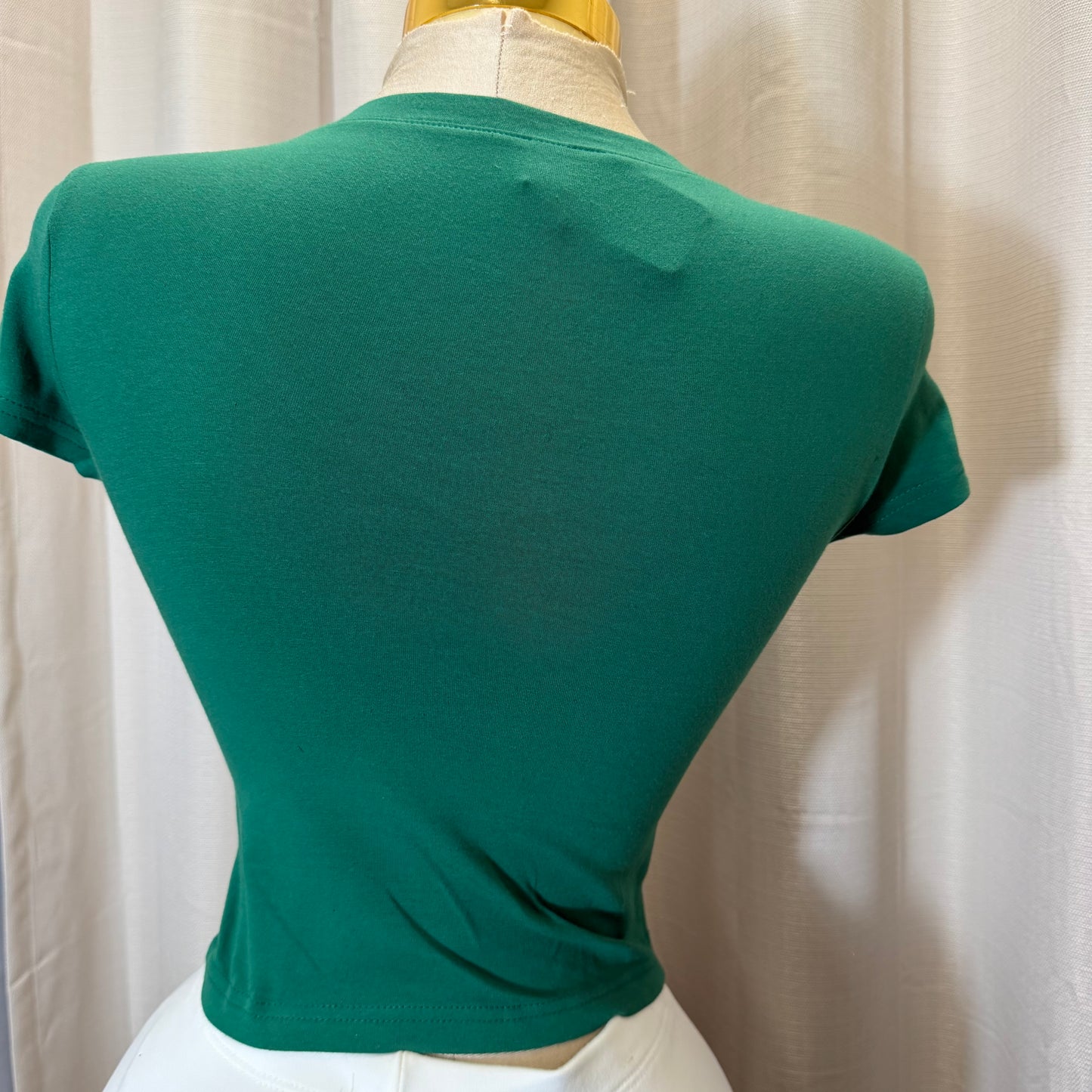 V neck Mexico Crop Top-Green