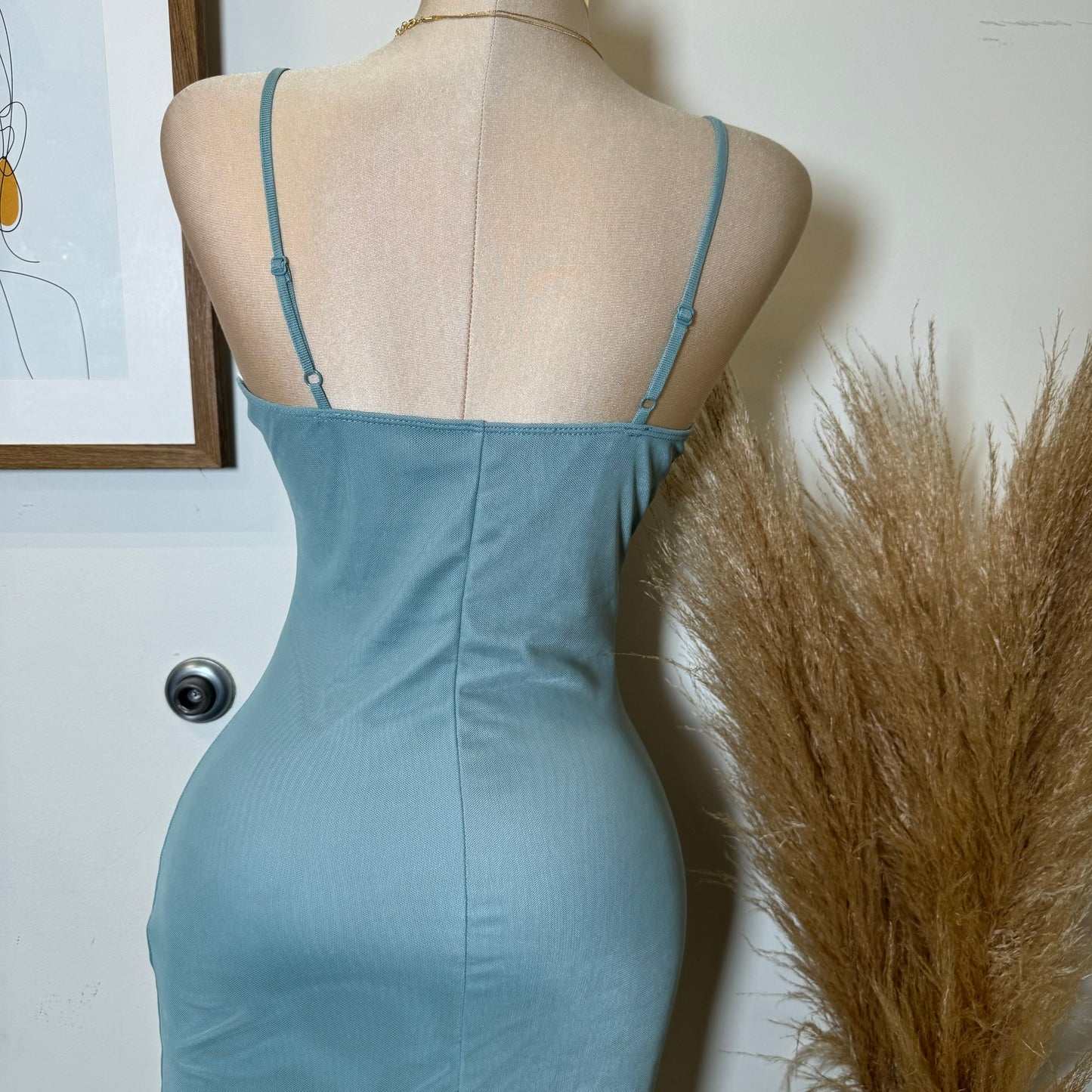 Karil Mesh Dress-Blue