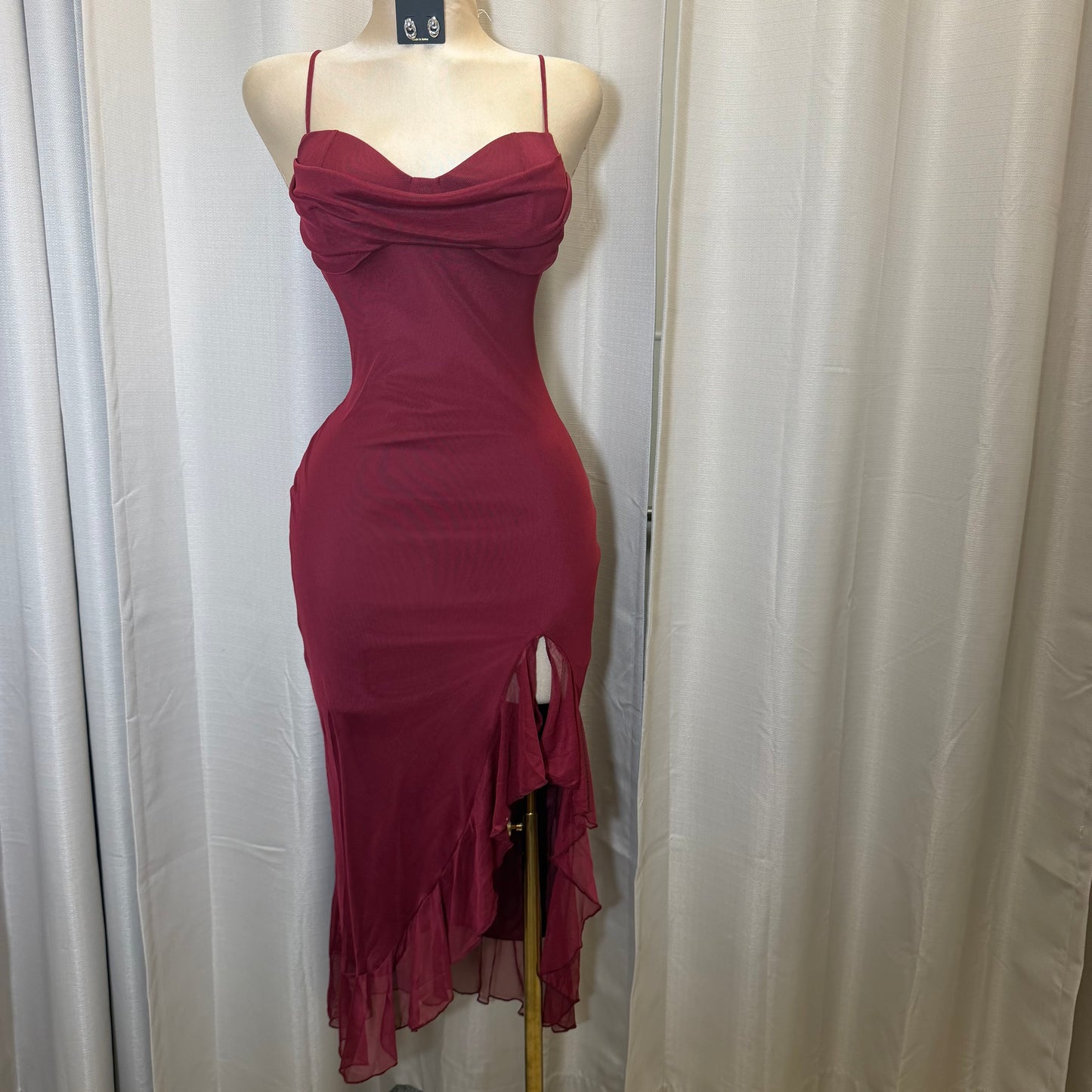 Mismaloya Mesh Dress-Burgundy