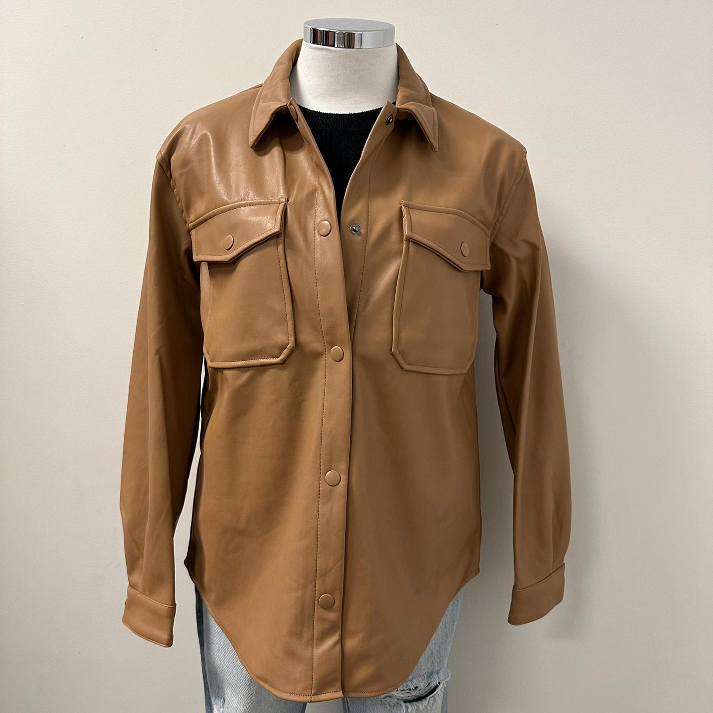 Gemma Leather Shirt - Brown