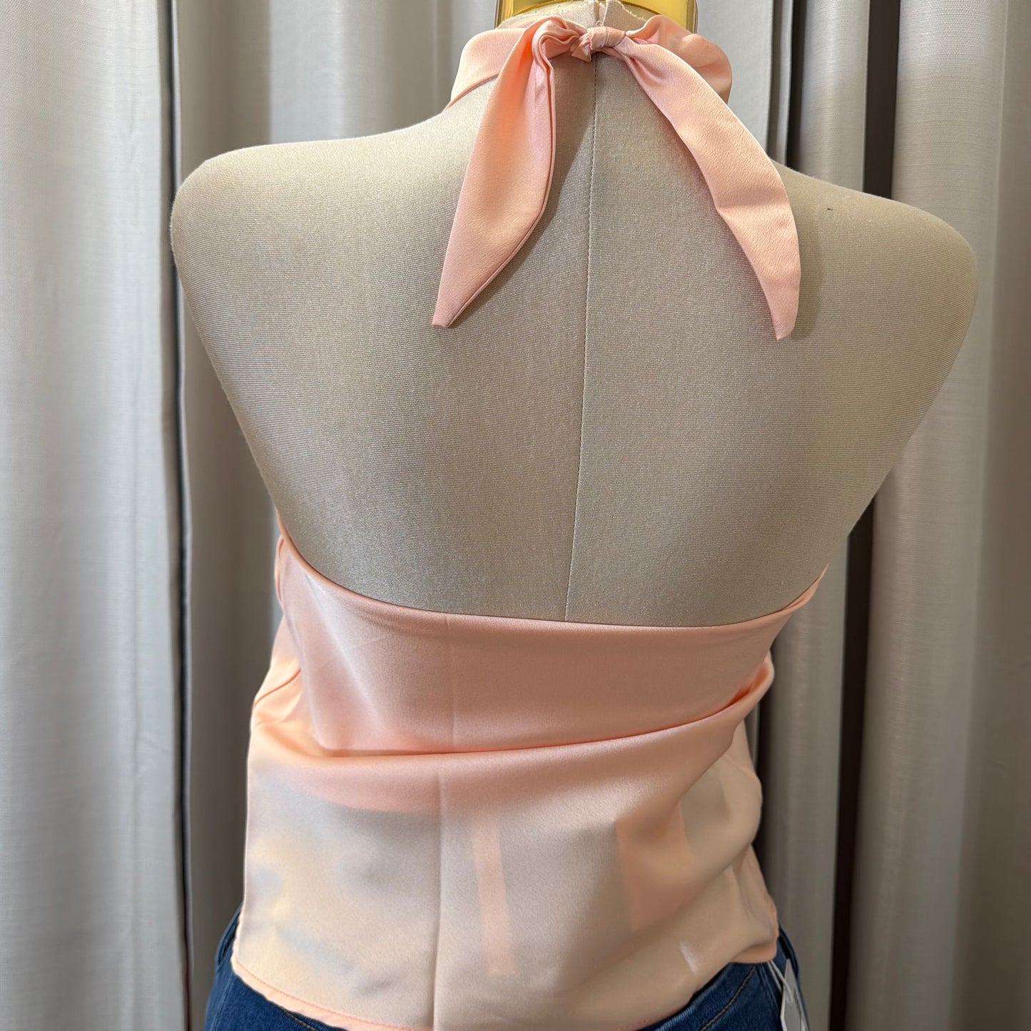 Satin Halter Top-Salmon
