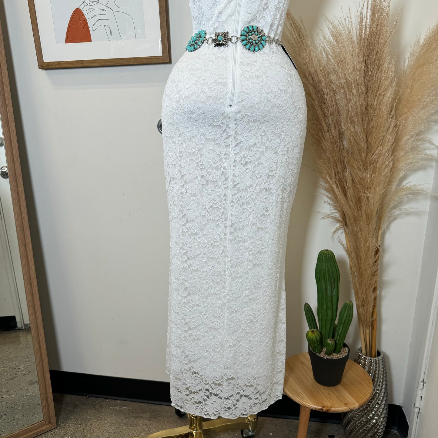 Corazón Mágico Lace Dress-White