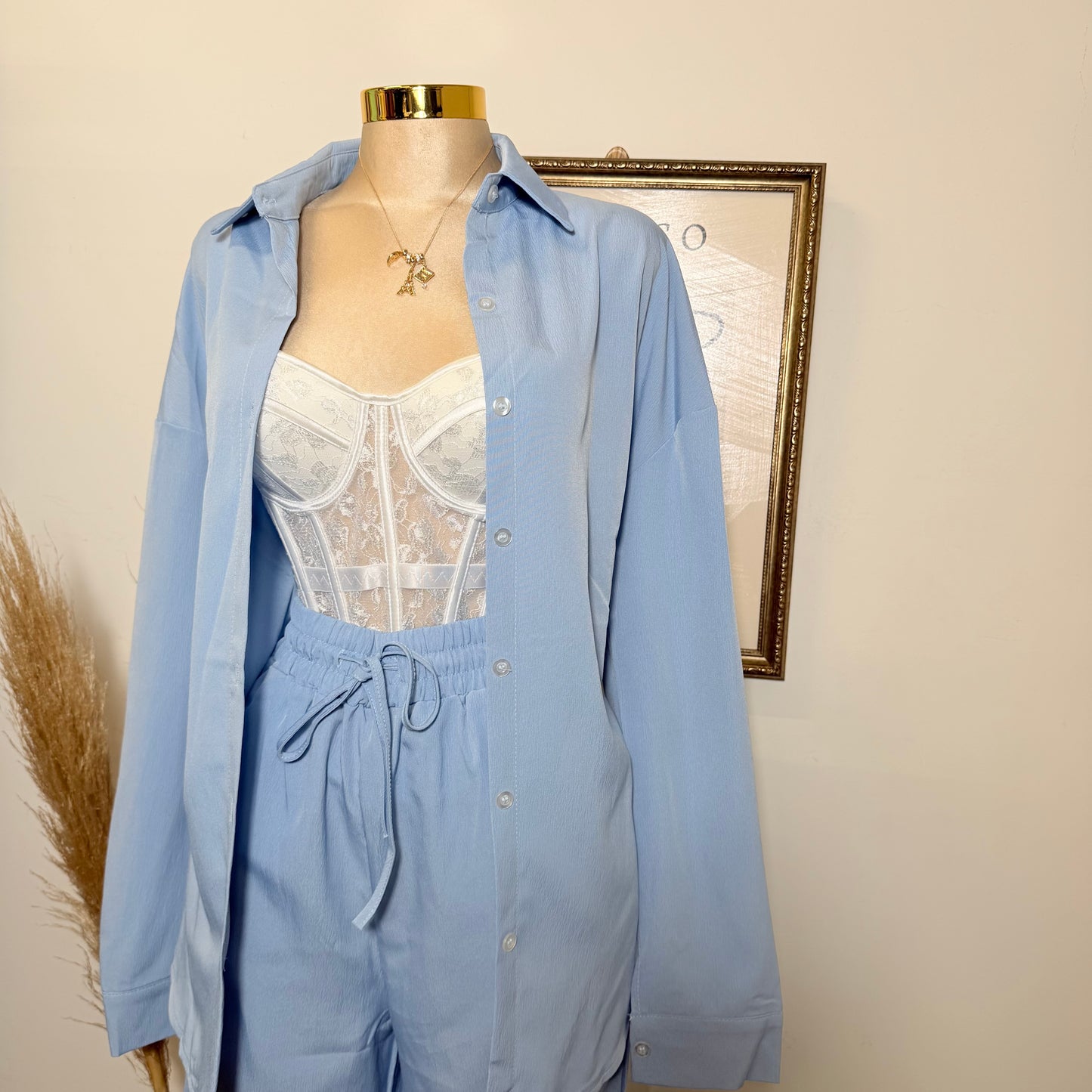 Long Sleeve Pant Set-Baby Blue