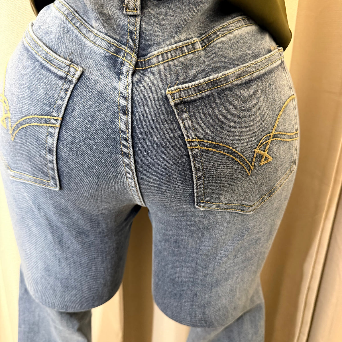 Flare Denim Black Pants-Medium Blue