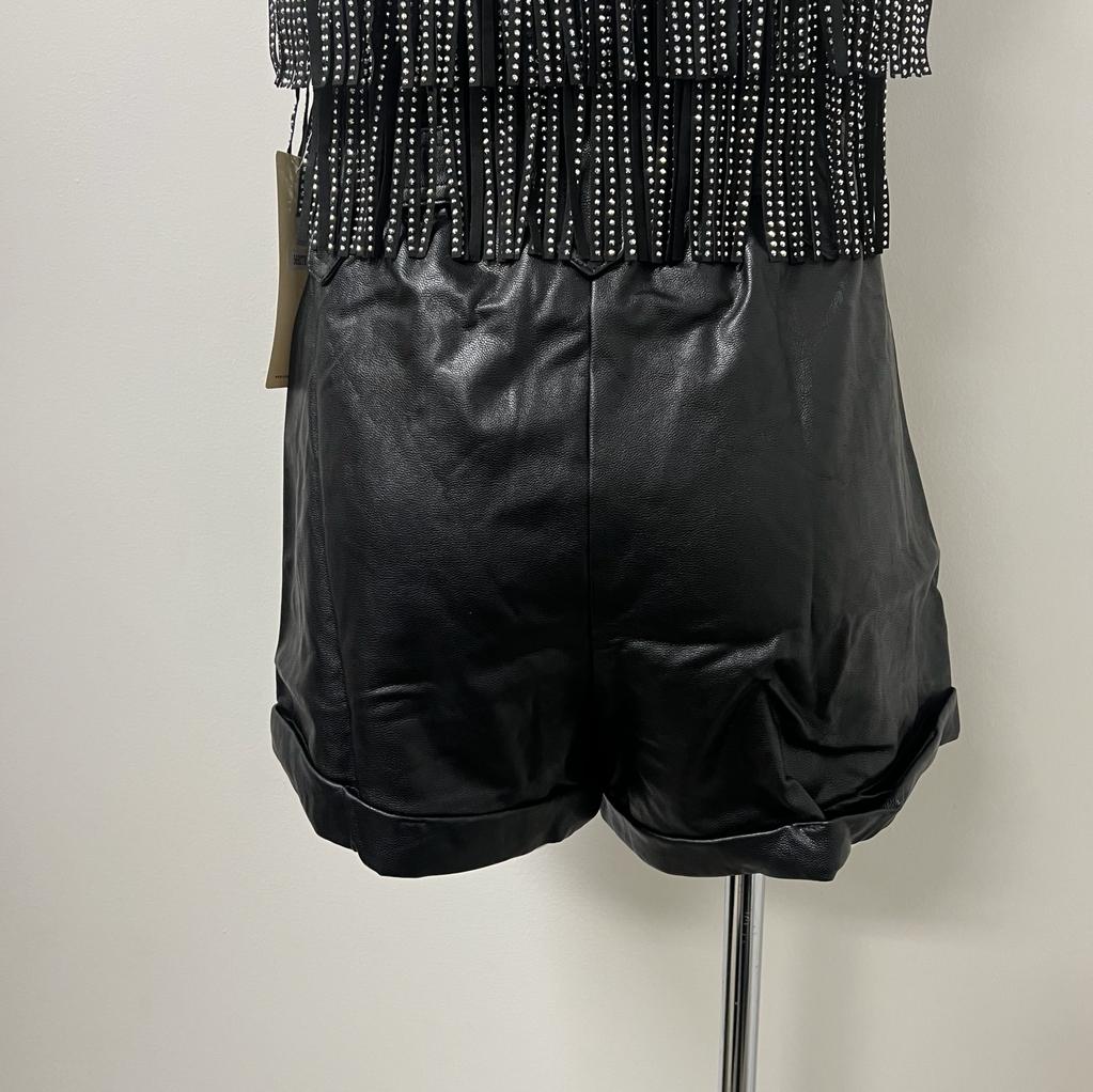 Mari Black Leather Short