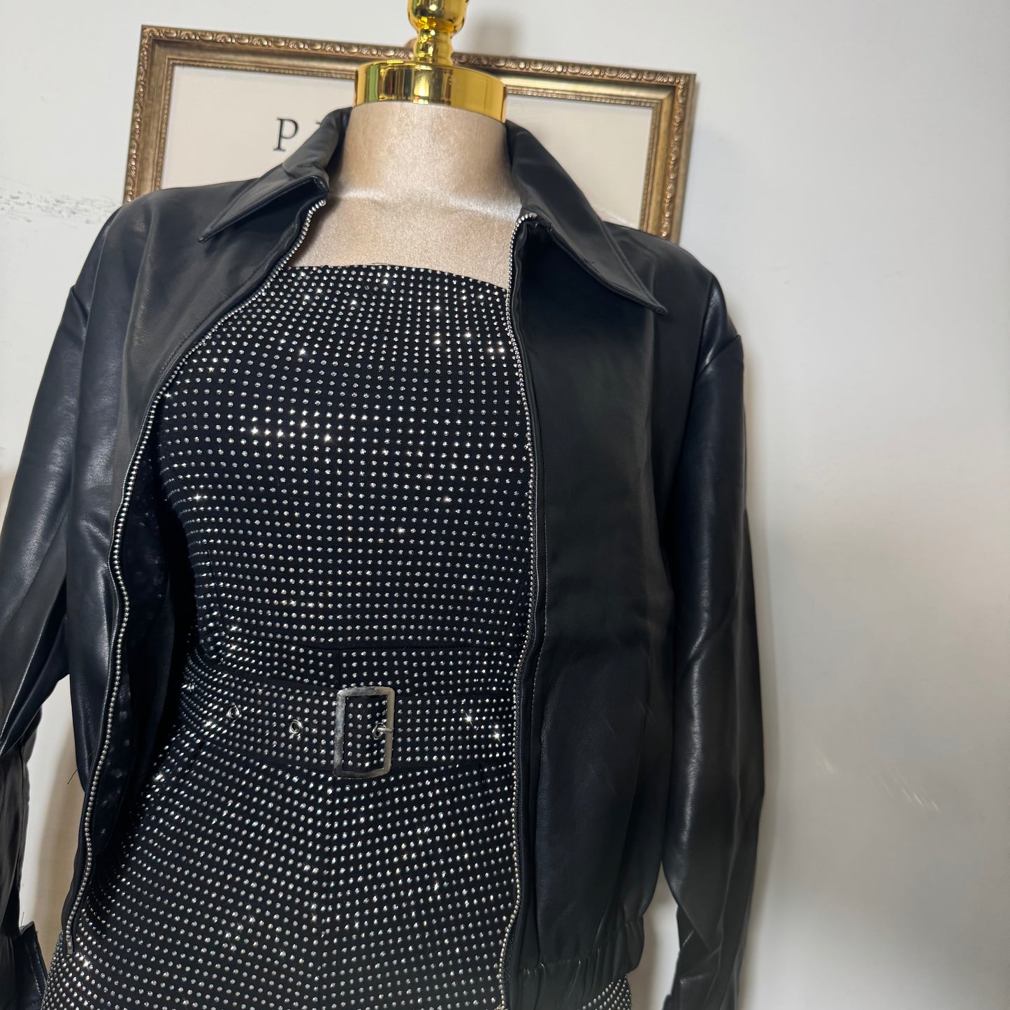 Faux Leather Jacket-Black