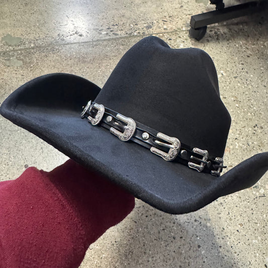 Buckle Suede Hat -Black