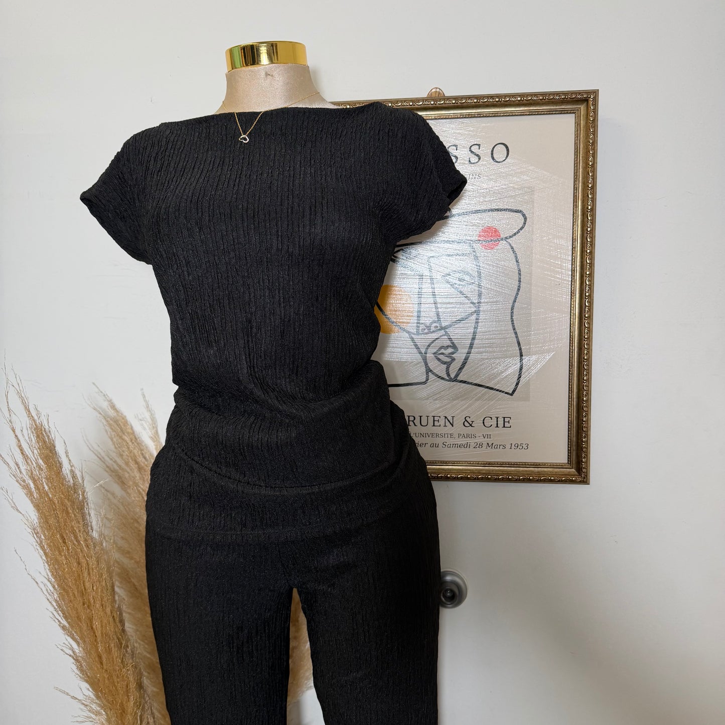 Timira Short Sleeve Pant set -Black
