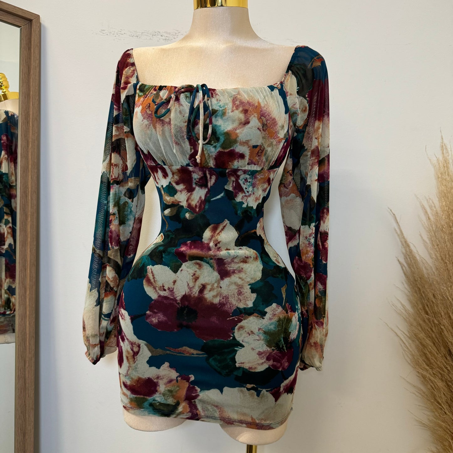 Samaria Mesh Dress-Teal