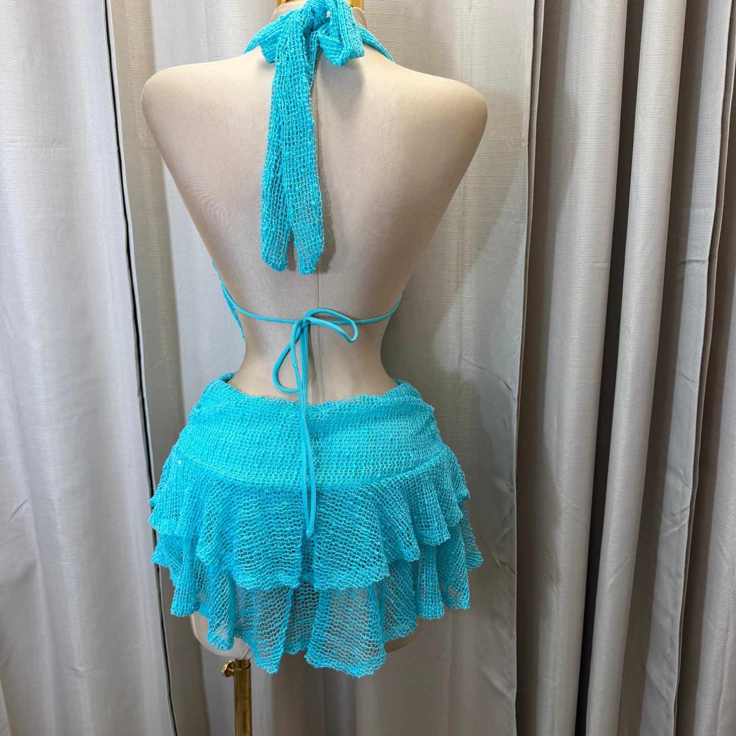 G halter Top and mini skirt-Turquoise
