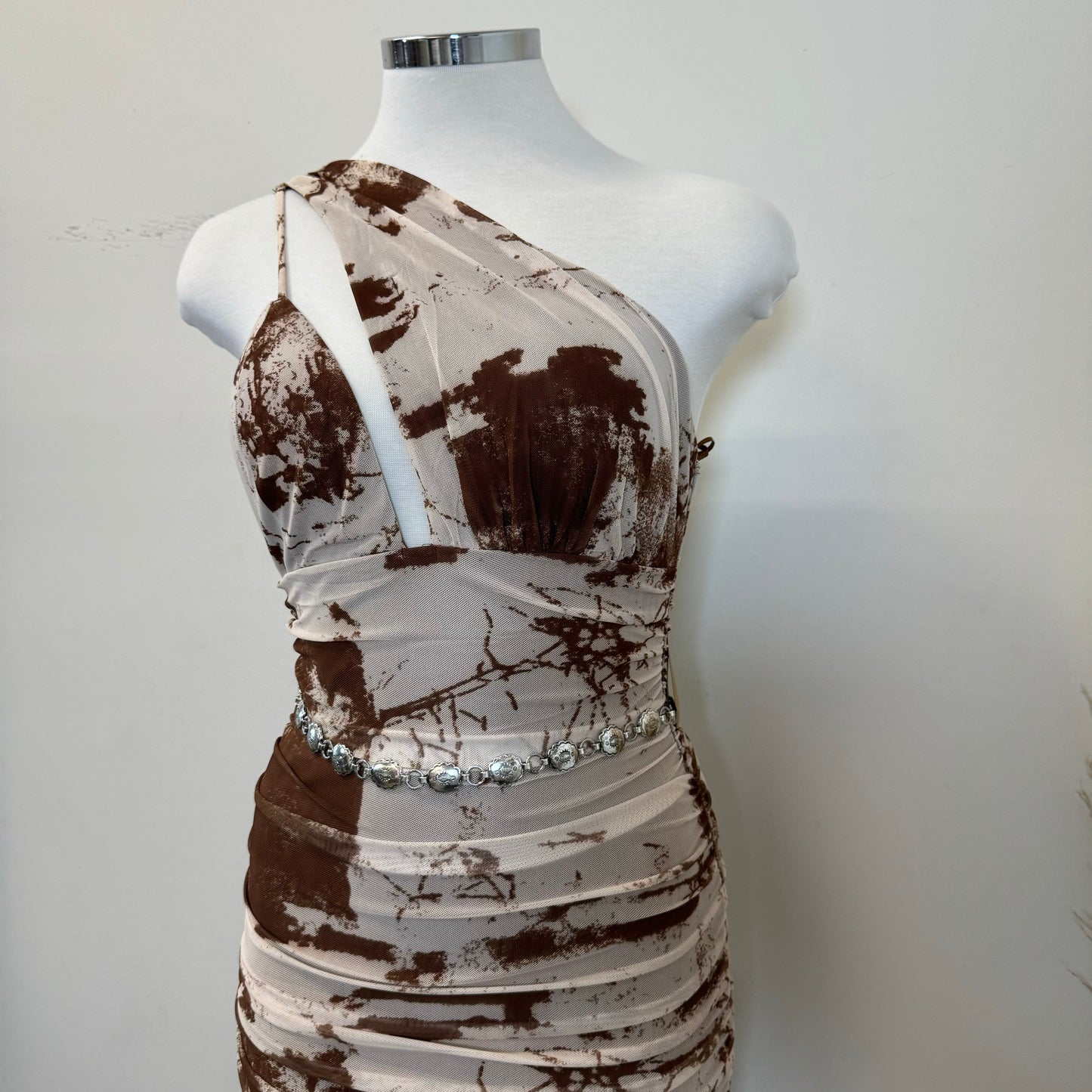 Azari Dress-Brown/white