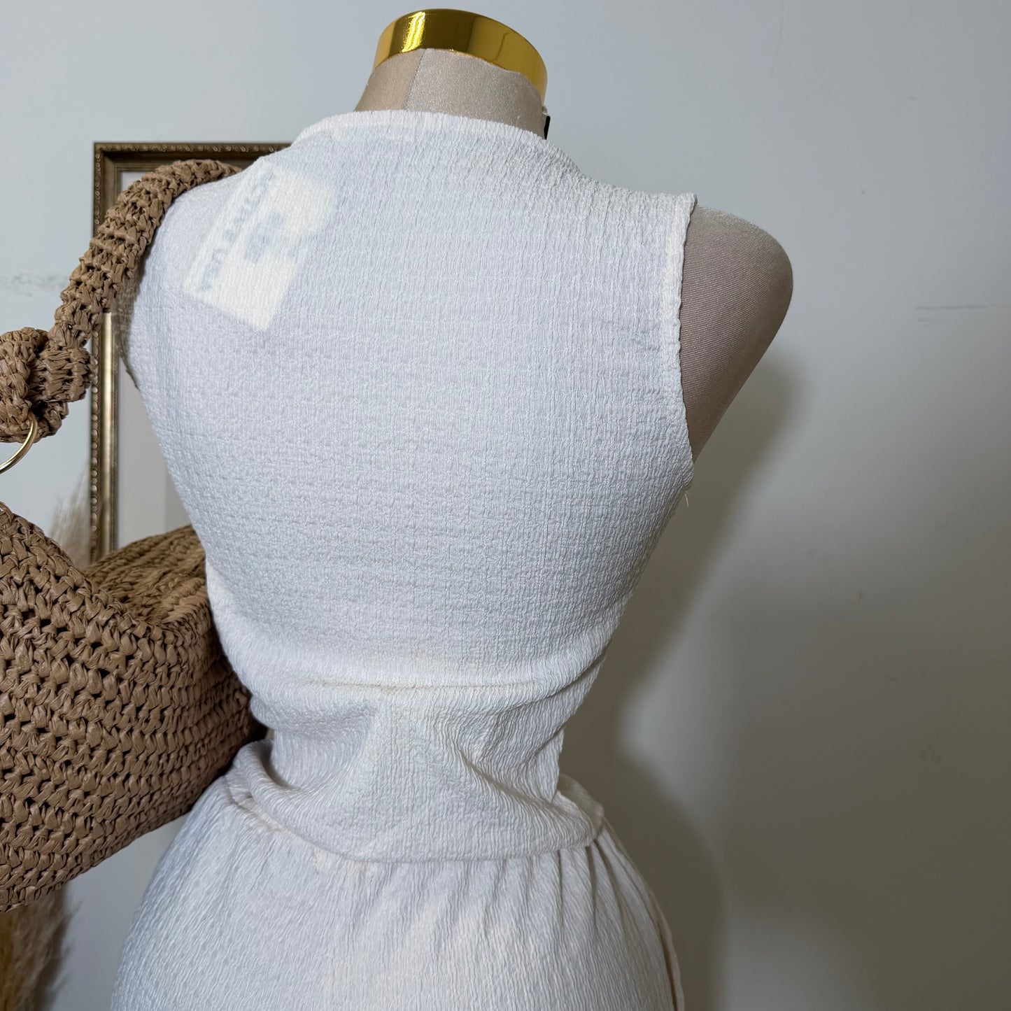 V-Neck Vest & Long pants Sets-Ivory