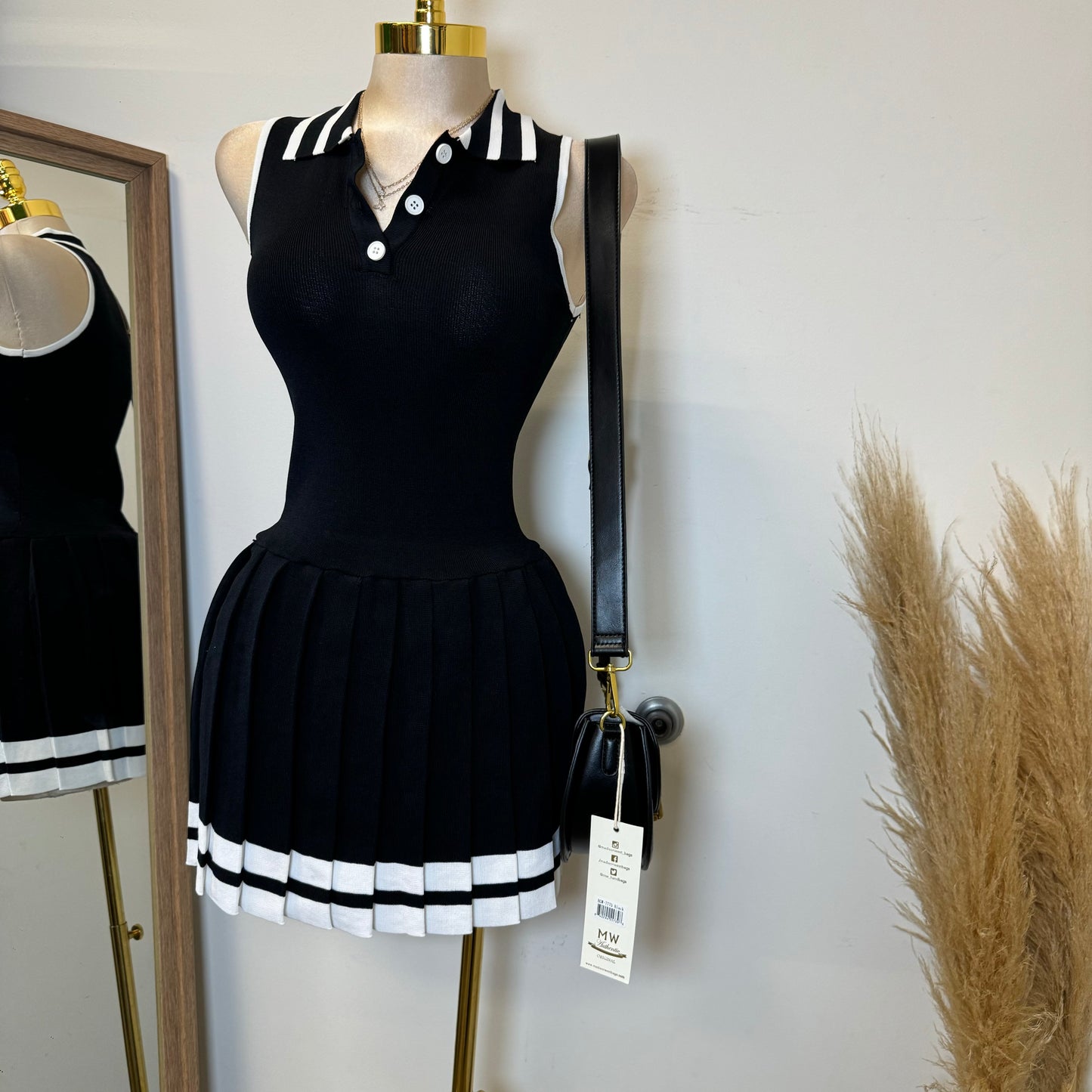 Tennis Dress-Black/White