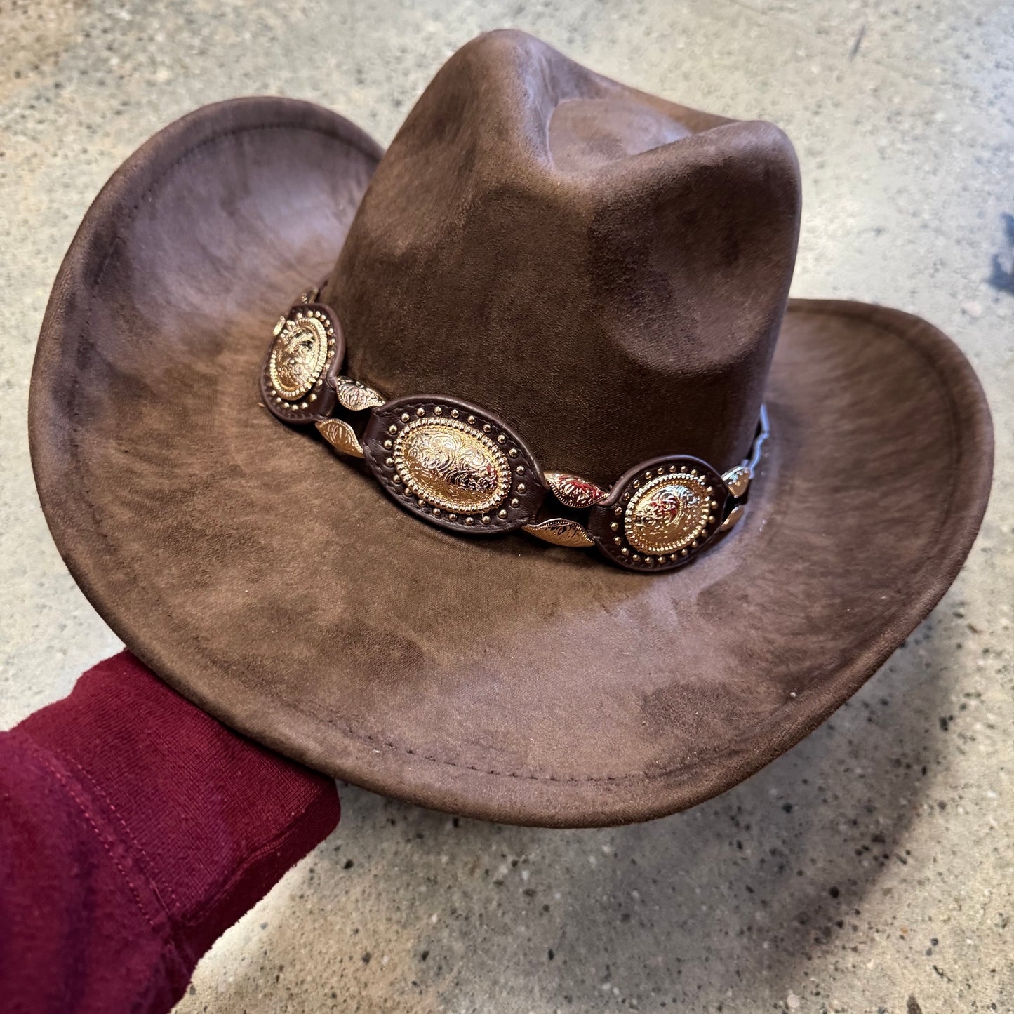 Brown Hat With Gold and Brown Belt around-Brown