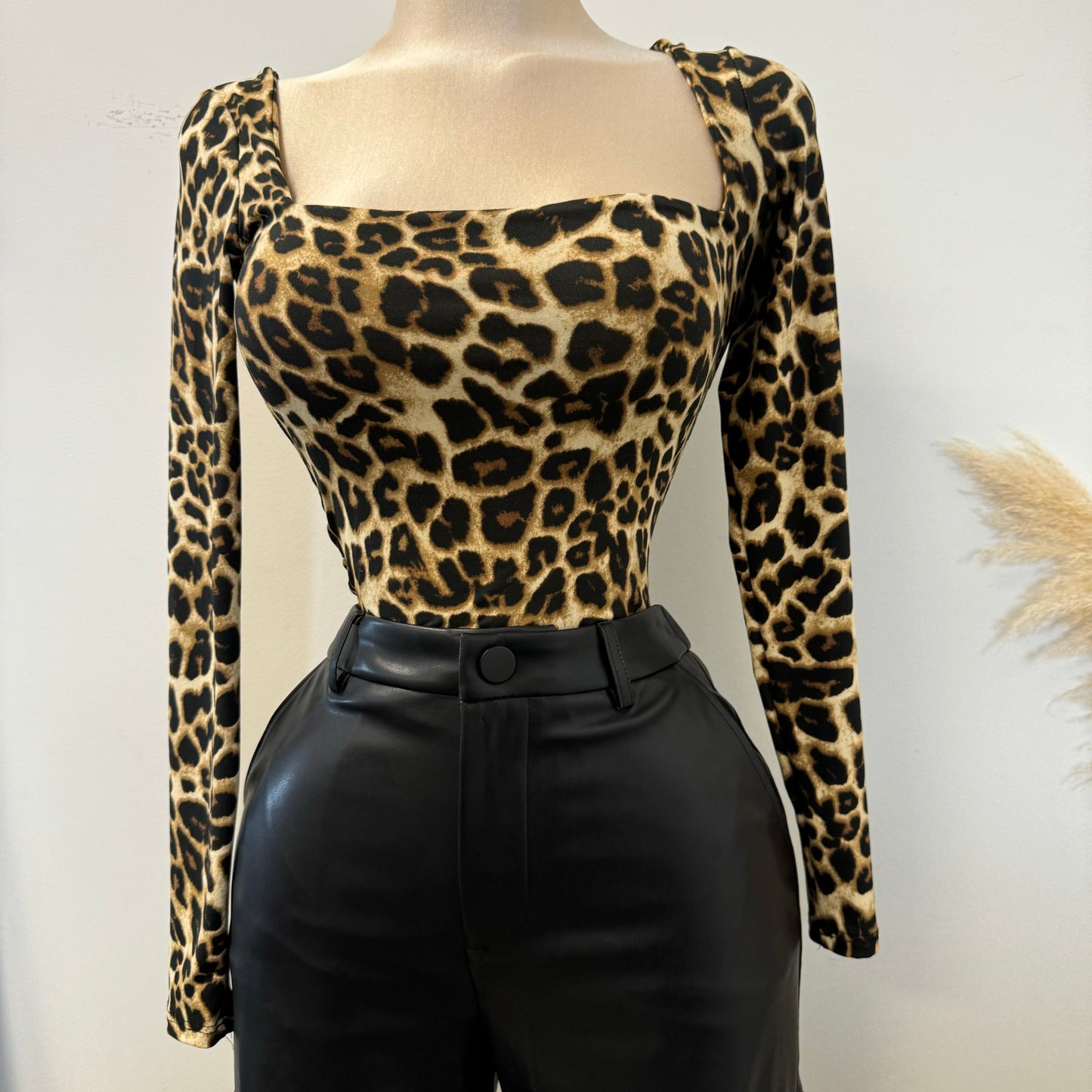 Cheetah Double Layered Long Sleeve Top-Cheetah