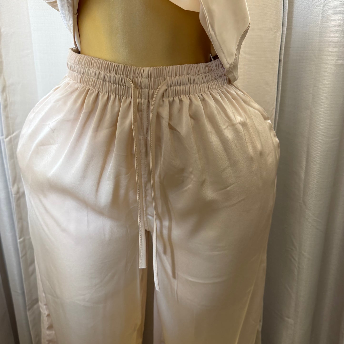 Satin Pant Set-Ivory