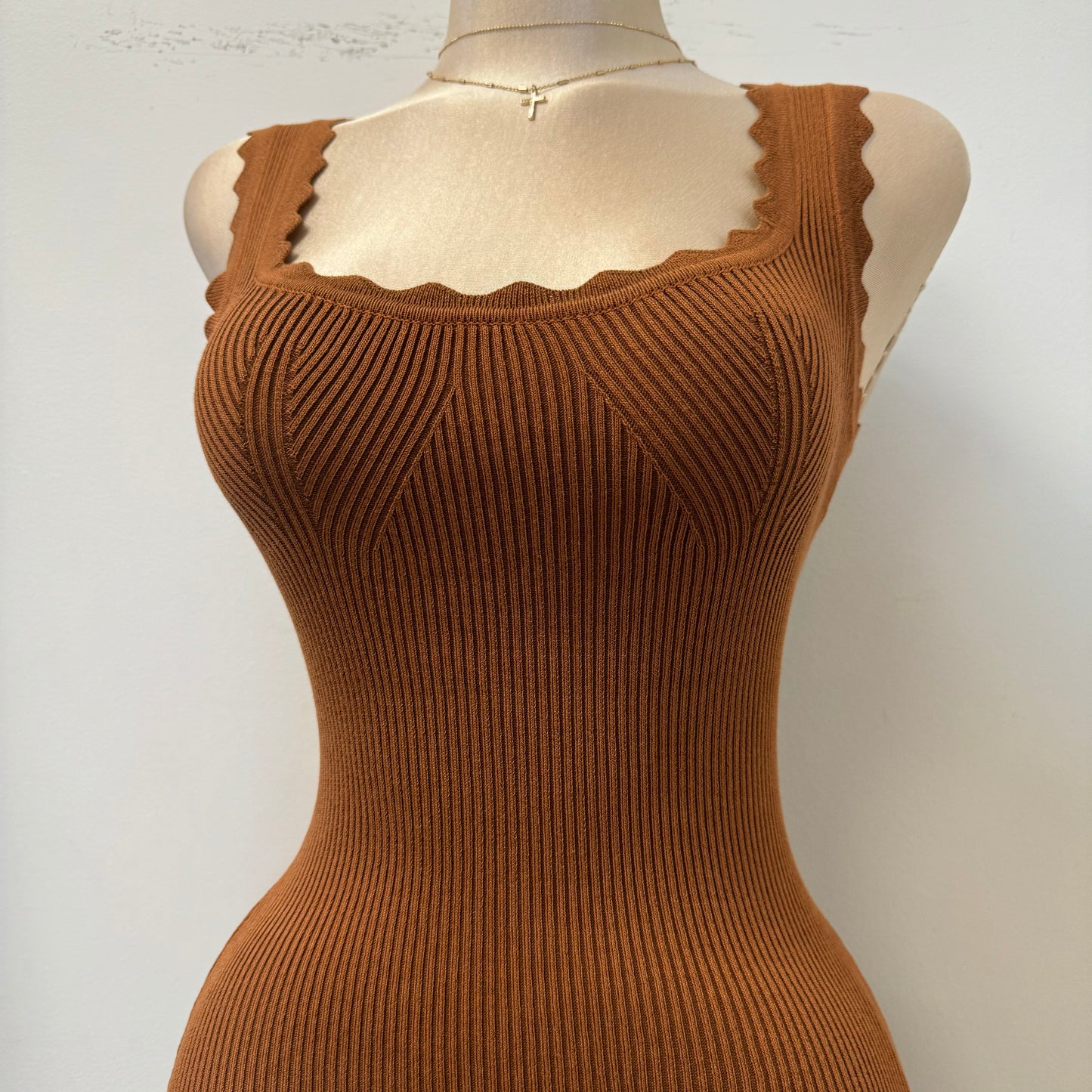 Lolis Knit Tank Midi Dress-Caramel