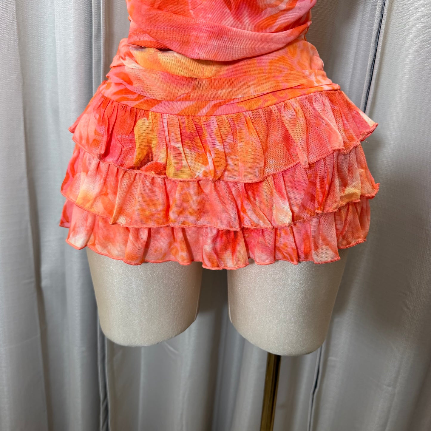 Halter Orange Skirt Set-Orange