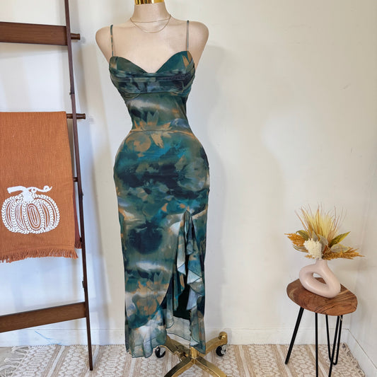 Mismaloya Mesh Dress-Multi Green