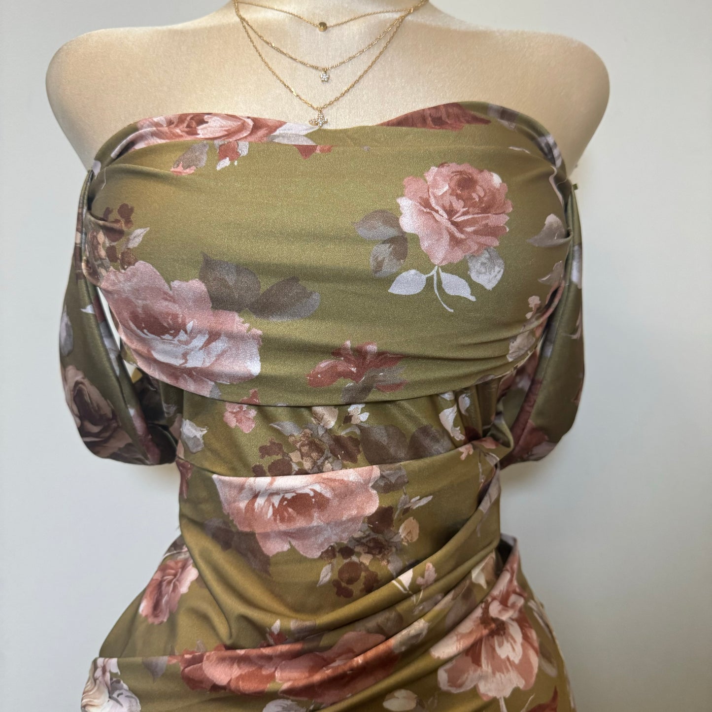 Olivia Satin Dress-Olive