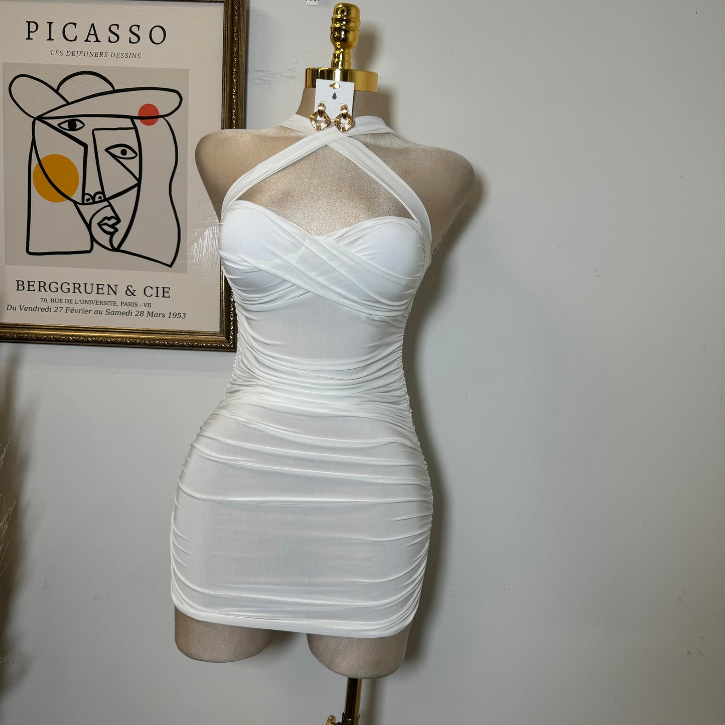 X Silky Mini Dress-White