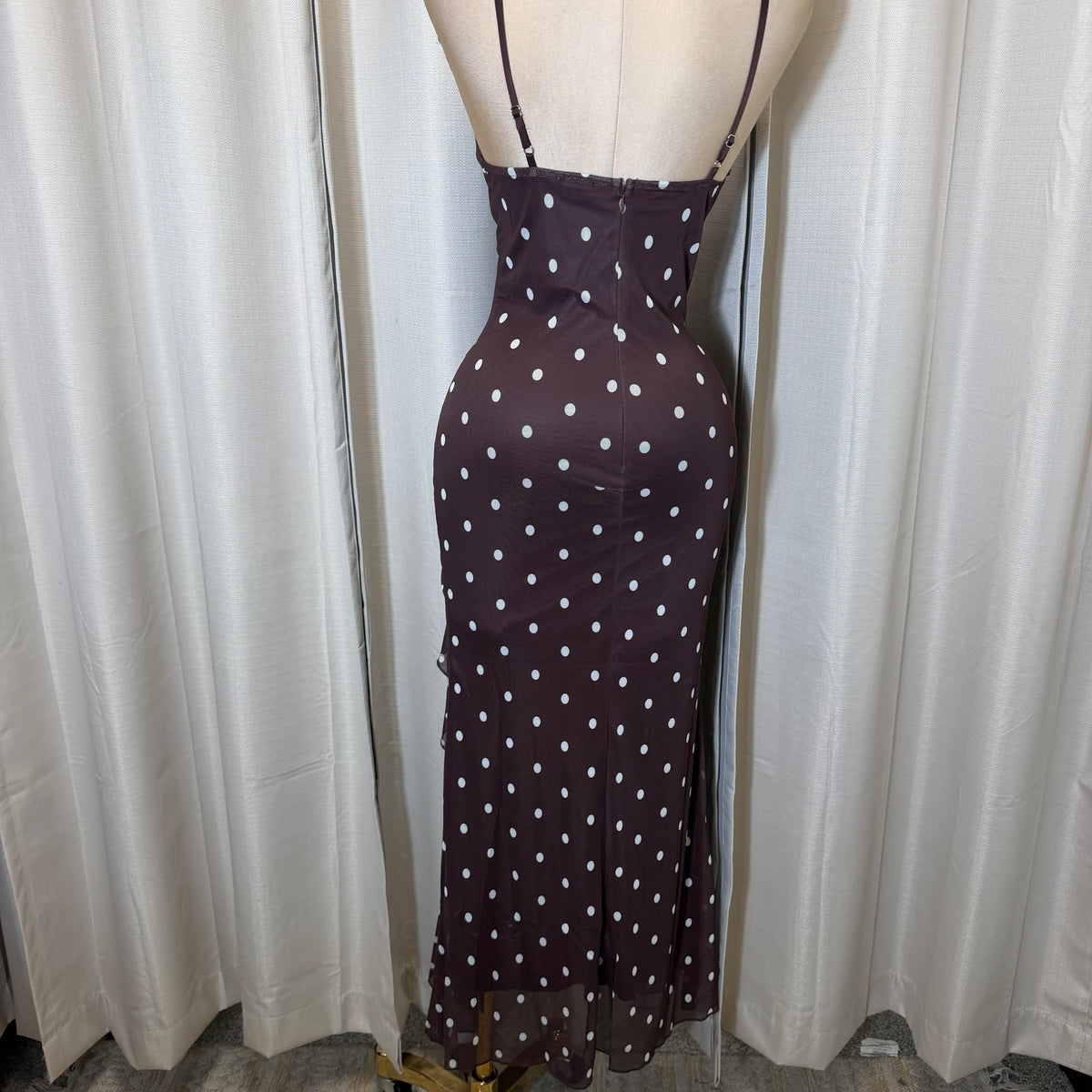 Mismaloya Polka Dot Dress-Brown/Cream