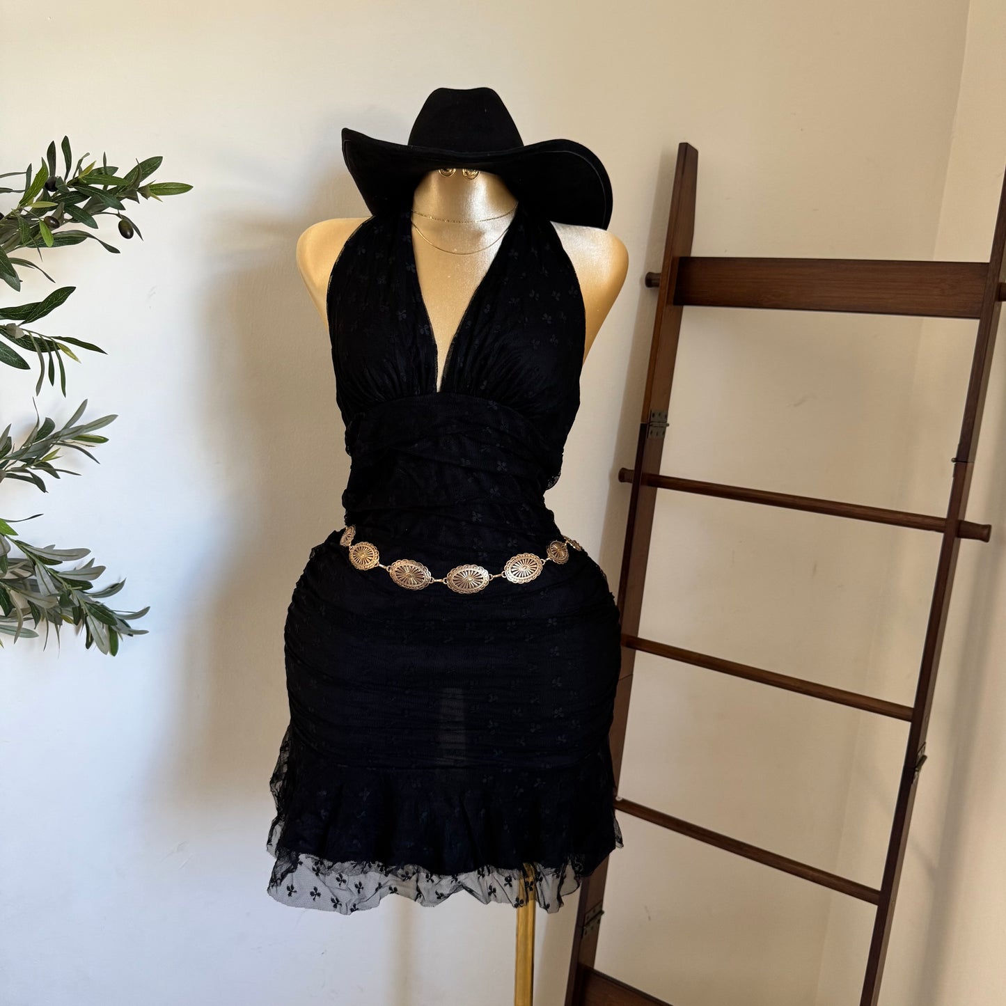 Halter Lace Plus size-Black