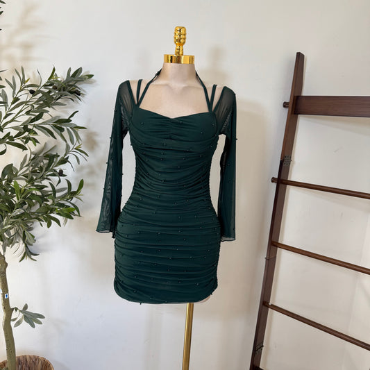 Pearl Long sleeve Dress-Hunter Green