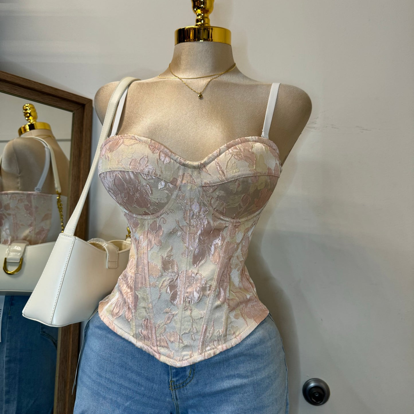 Daliahh Corset Top-white/Pink
