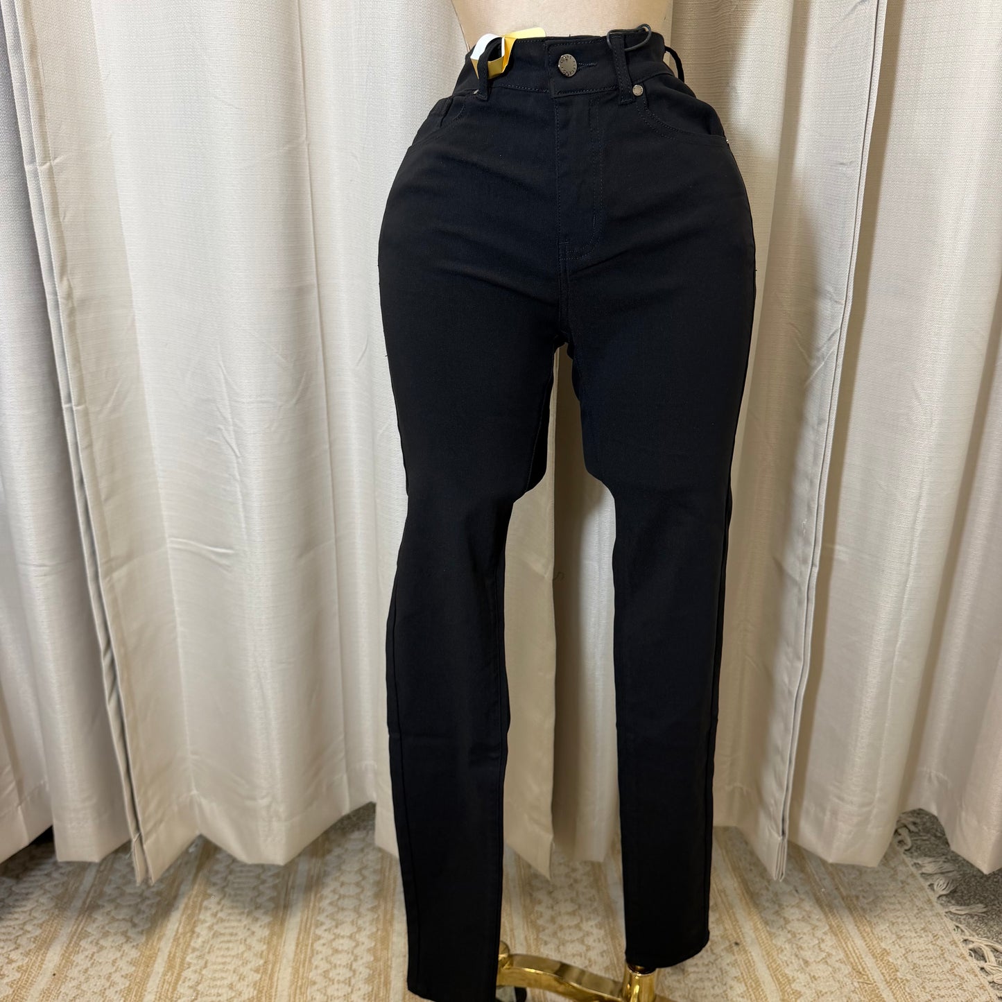 Skinny Stretchy High waisted pants-Black