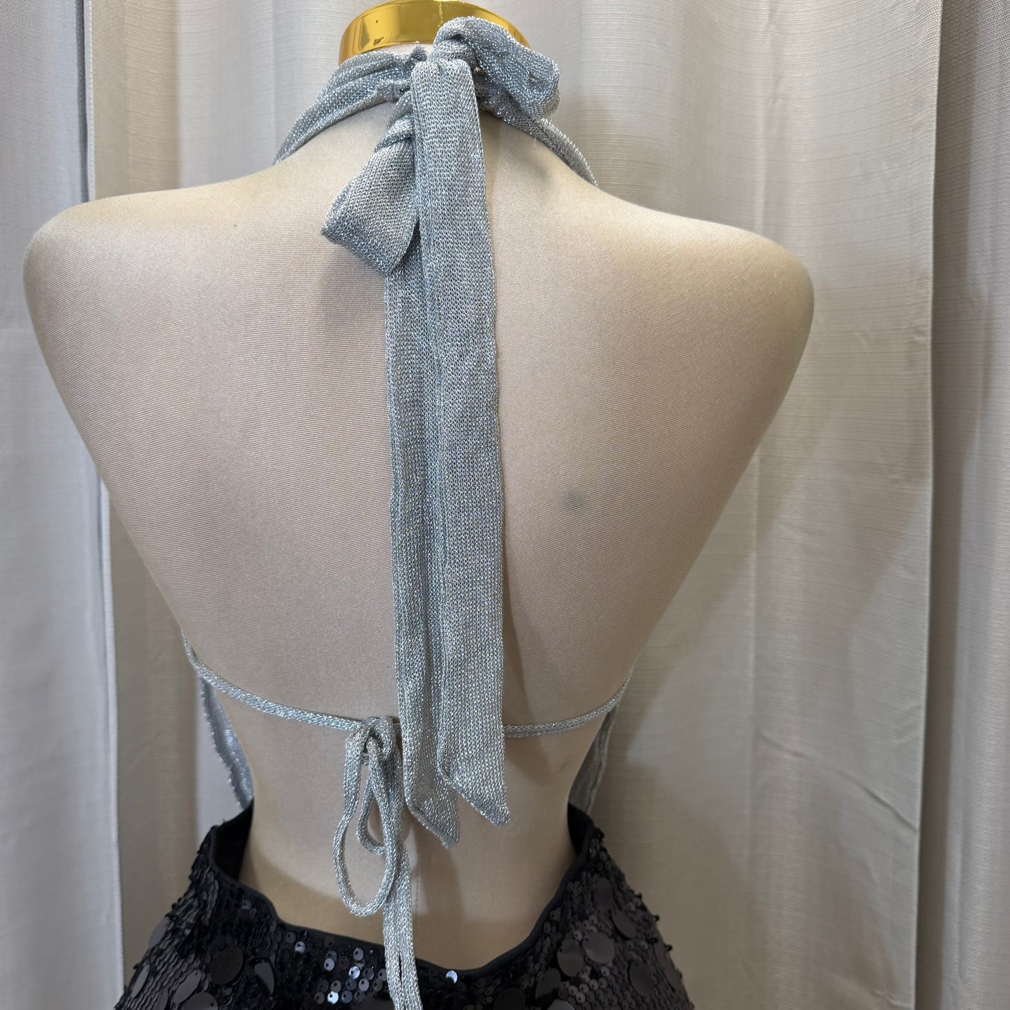 Halter Cowl Top-silver