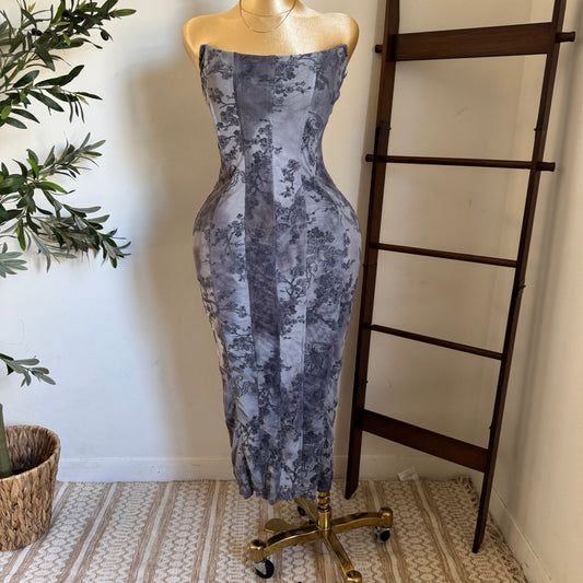 Strapless Midi Dress Plus size -Gris