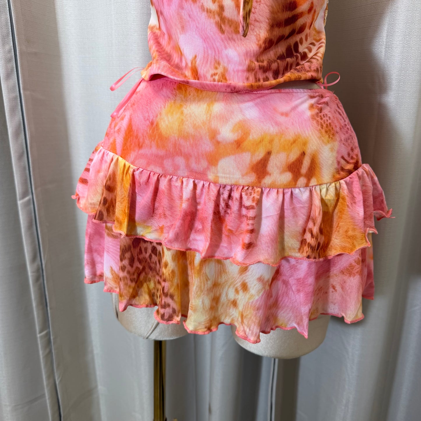 Halter Skirt Flare Set-Pink