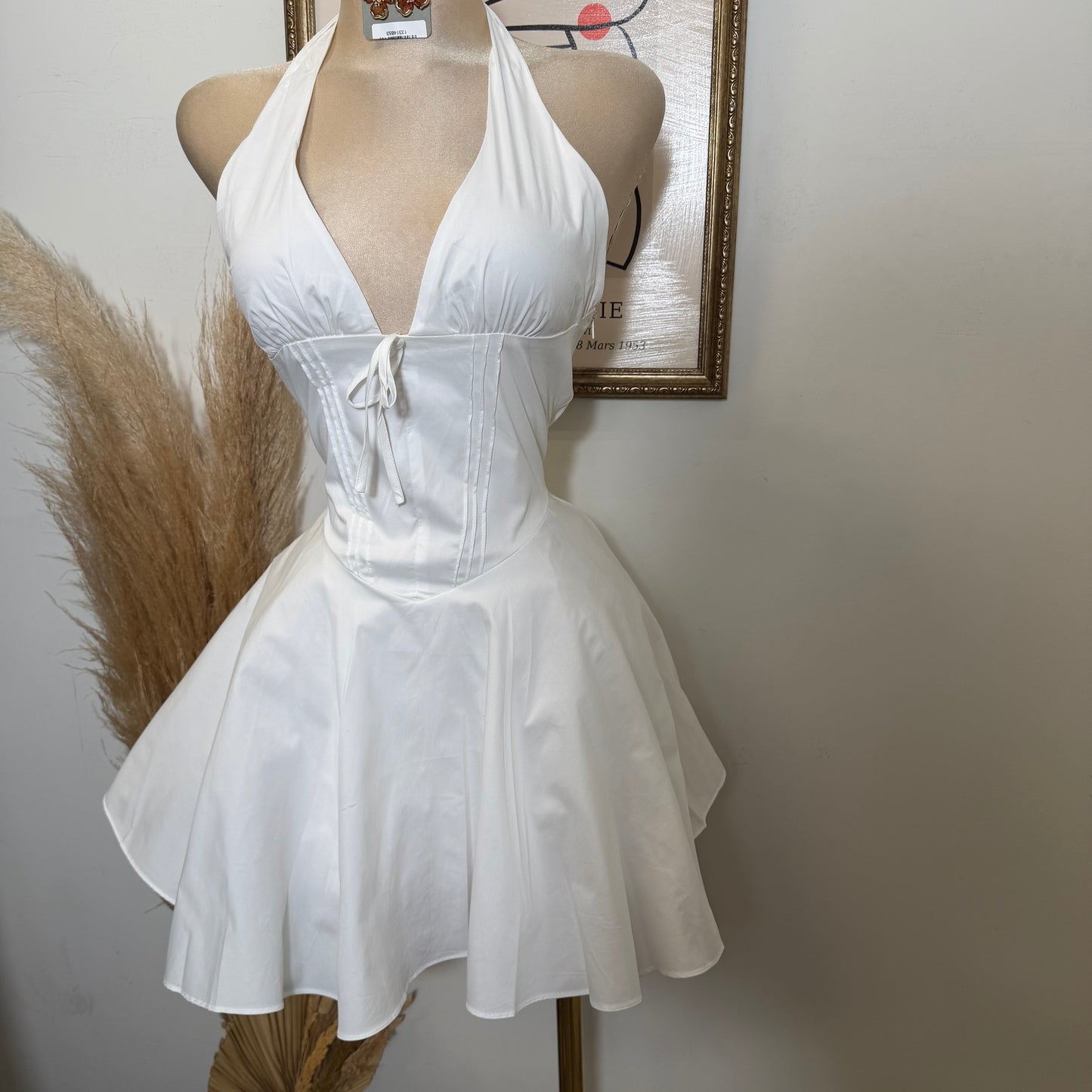 Angela Corset Halter Dress-White