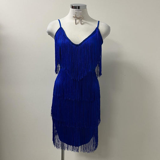 Ruby Fringe Dress -Royal Blue