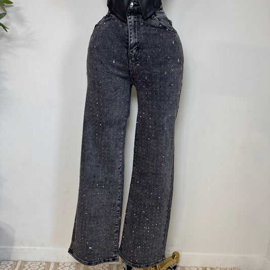 Ximena Rhinestone Pants-Black