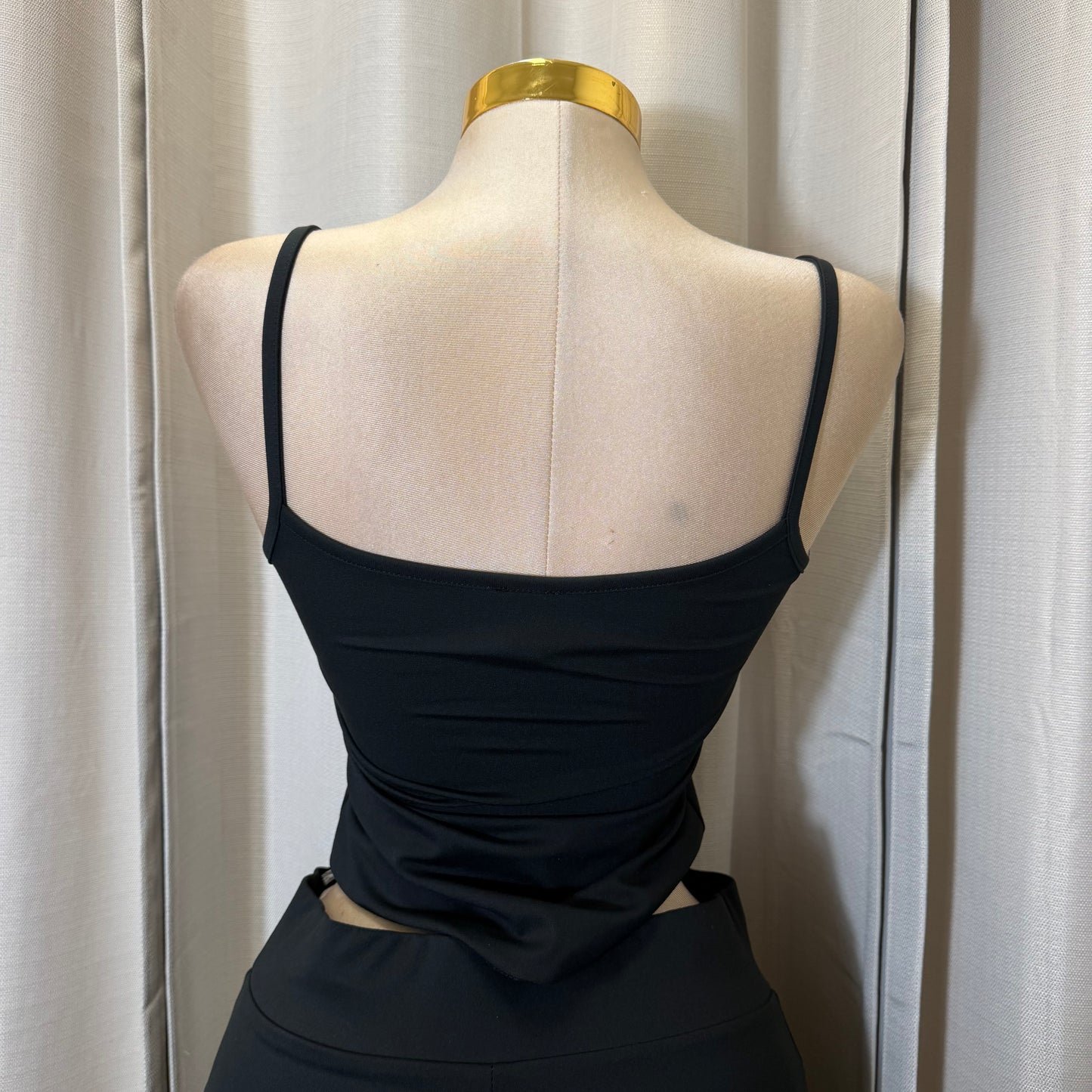 Cami Top & Gaucho Pants Set-Black