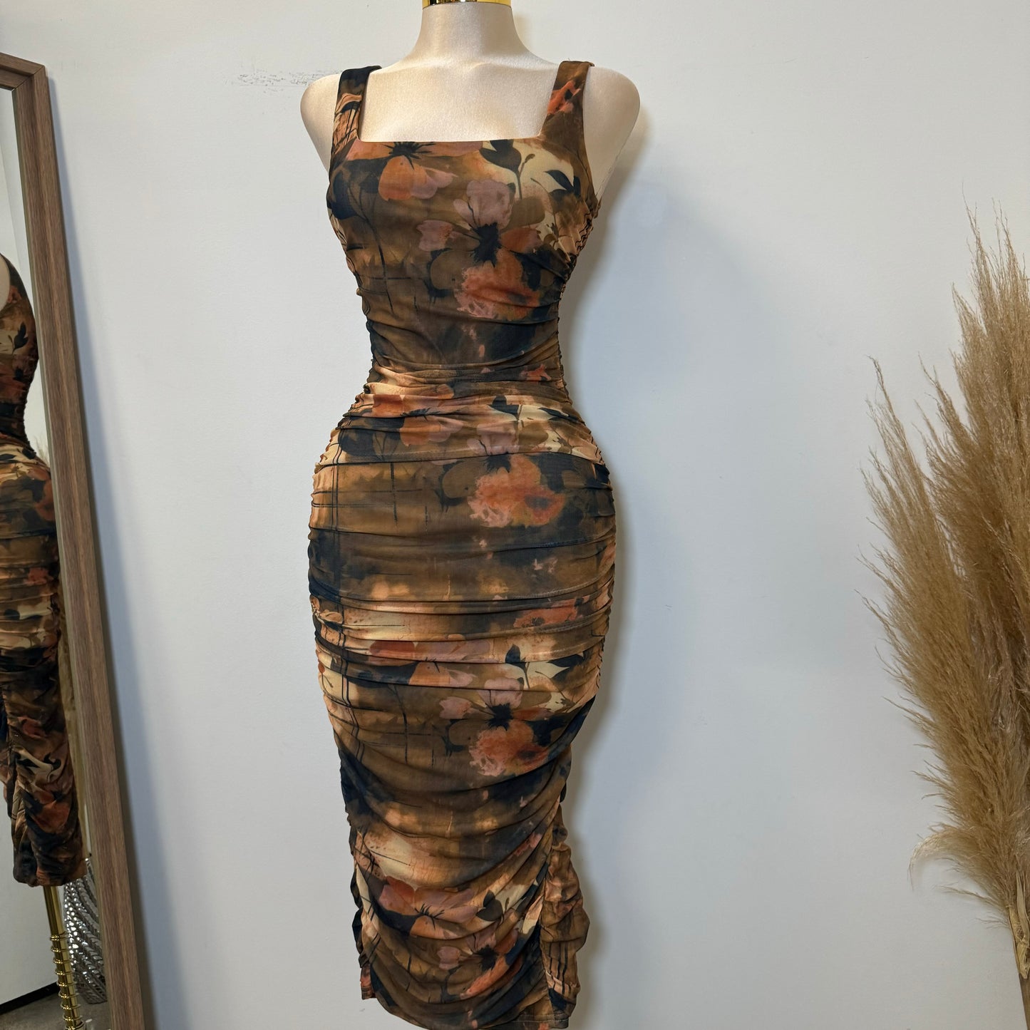 Azary Midi Dress-Brown