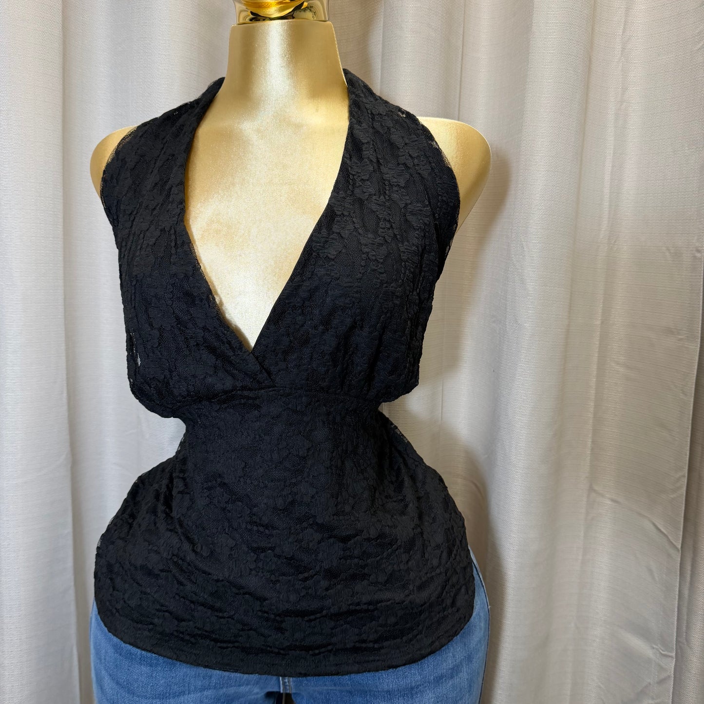 PL-Halter print Top-Black