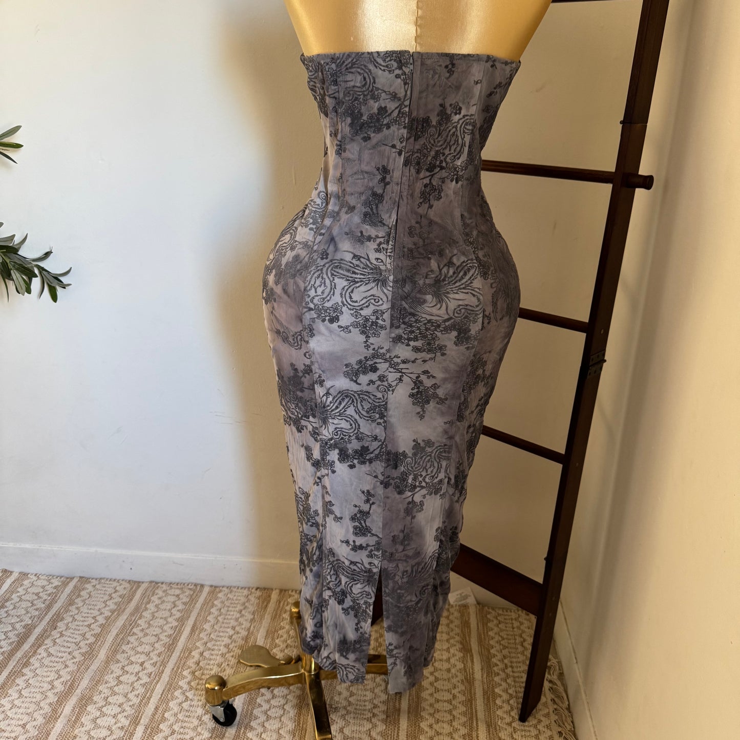 Strapless Midi Dress Plus size -Gris