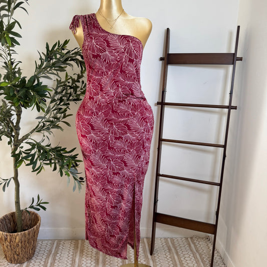 One shoulder Maxi Dress-Red